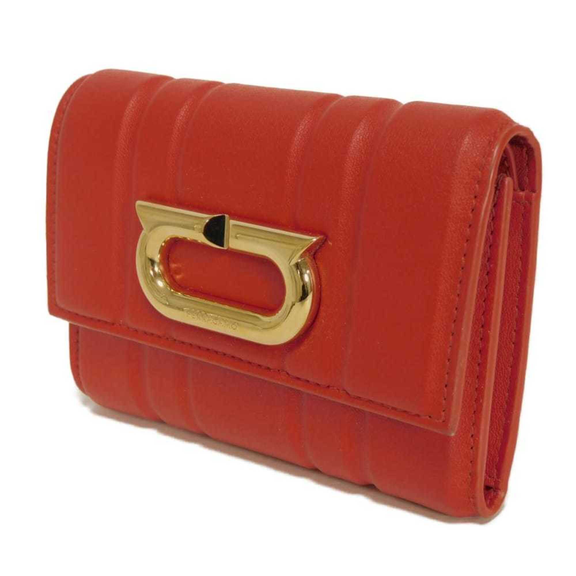 Salvatore Ferragamo Red Color Leather Wallet (Tri-Fold) (Pre-Owned)