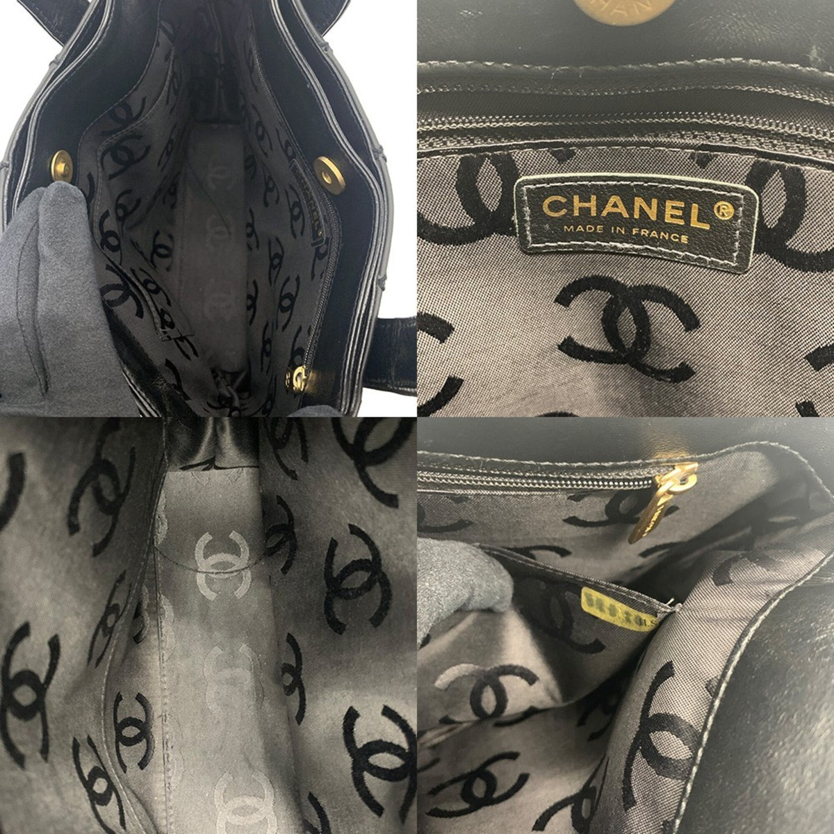 Chanel Wild Stitch Black Leather Handbag Tote Bag (Pre-Owned)