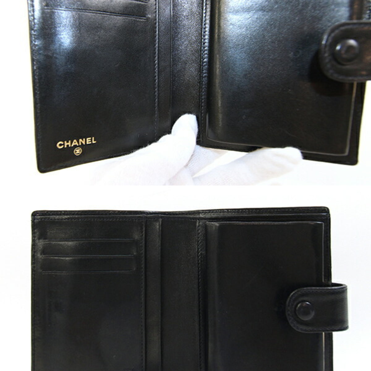 Chanel Black Leather Wallet (Bi-Fold) (Pre-Owned)