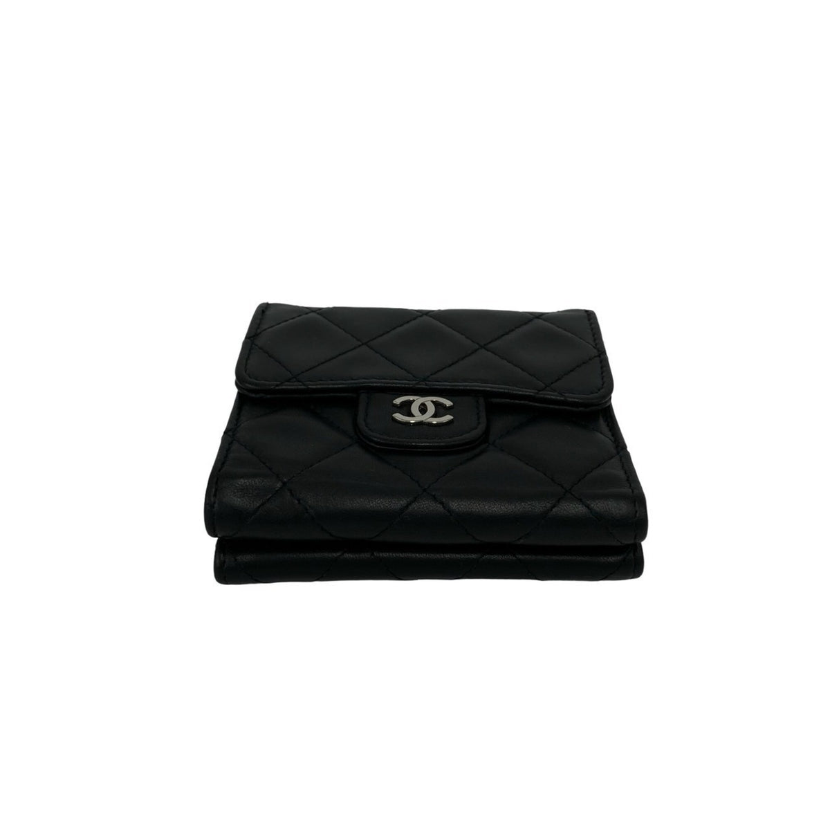 Chanel Black Leather Wallet (Tri-Fold) (Pre-Owned)