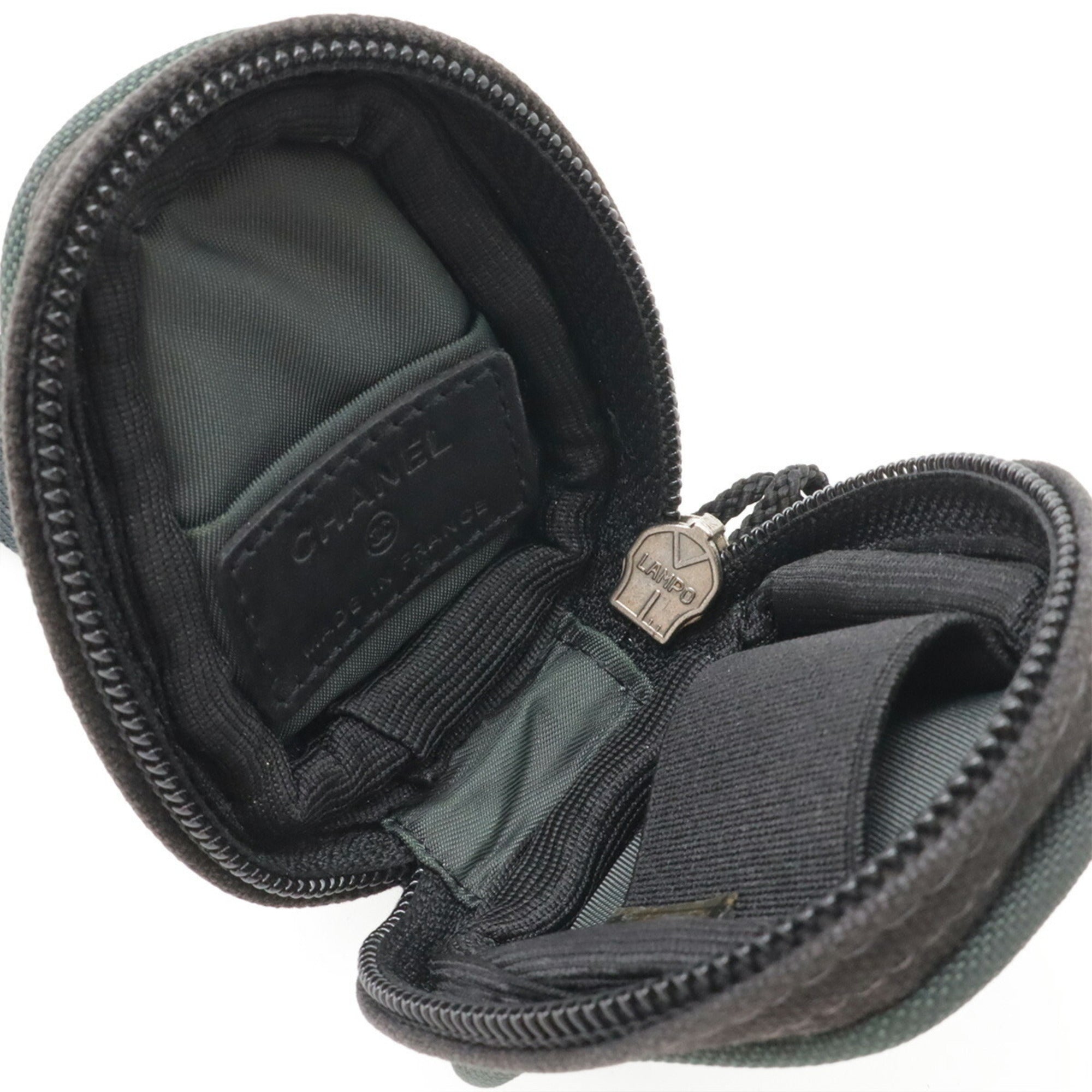 Chanel Black Green Canvas Nylon Pouch (Pre-Owned)