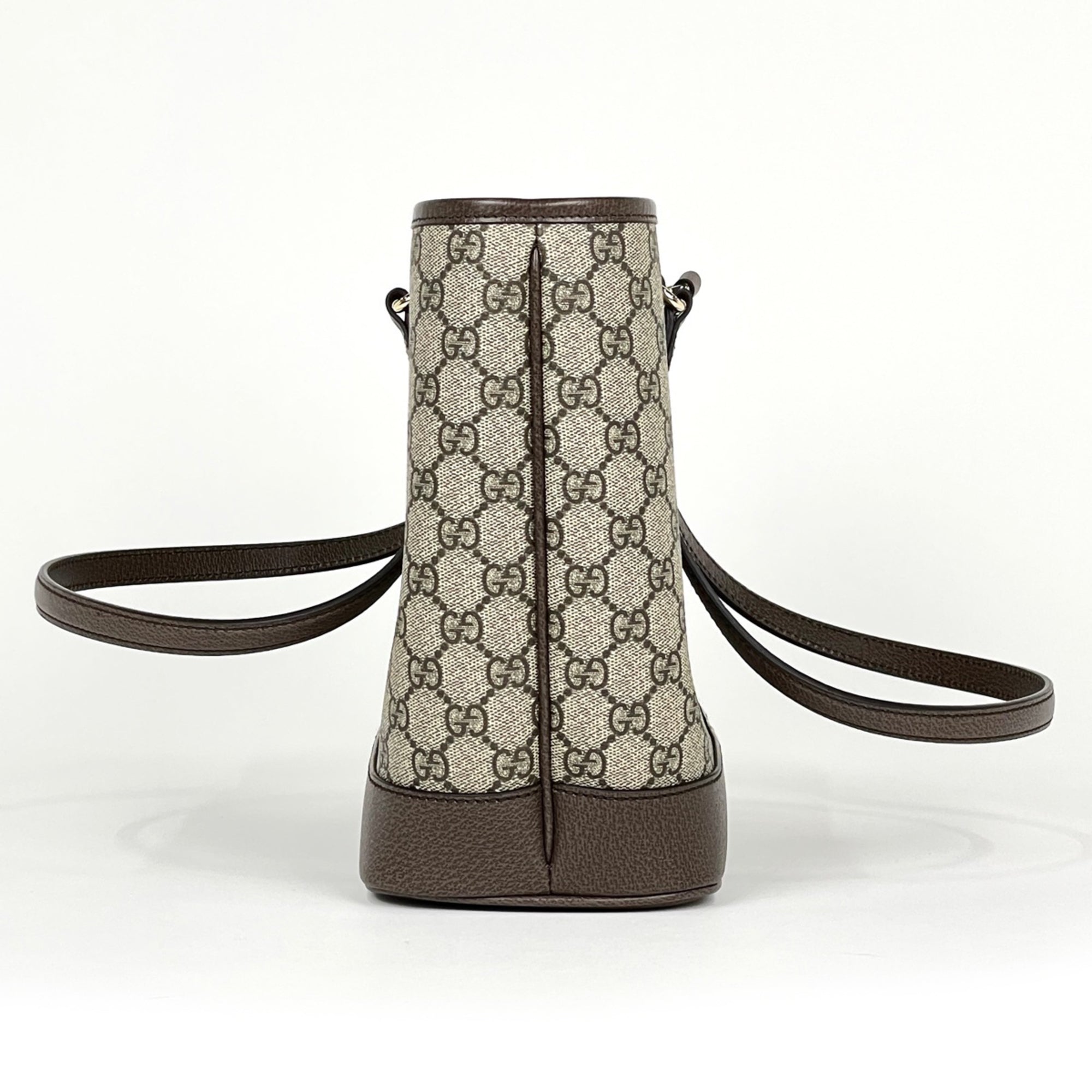 Gucci Beige Brown Coated Canvas Leather Tote Bag (Pre-Owned)