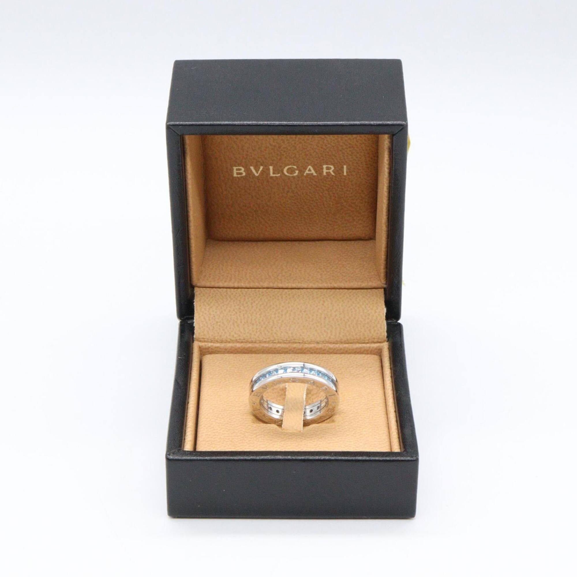 Bvlgari Silver Blue White Gold (18K) Band Ring (Pre-Owned)