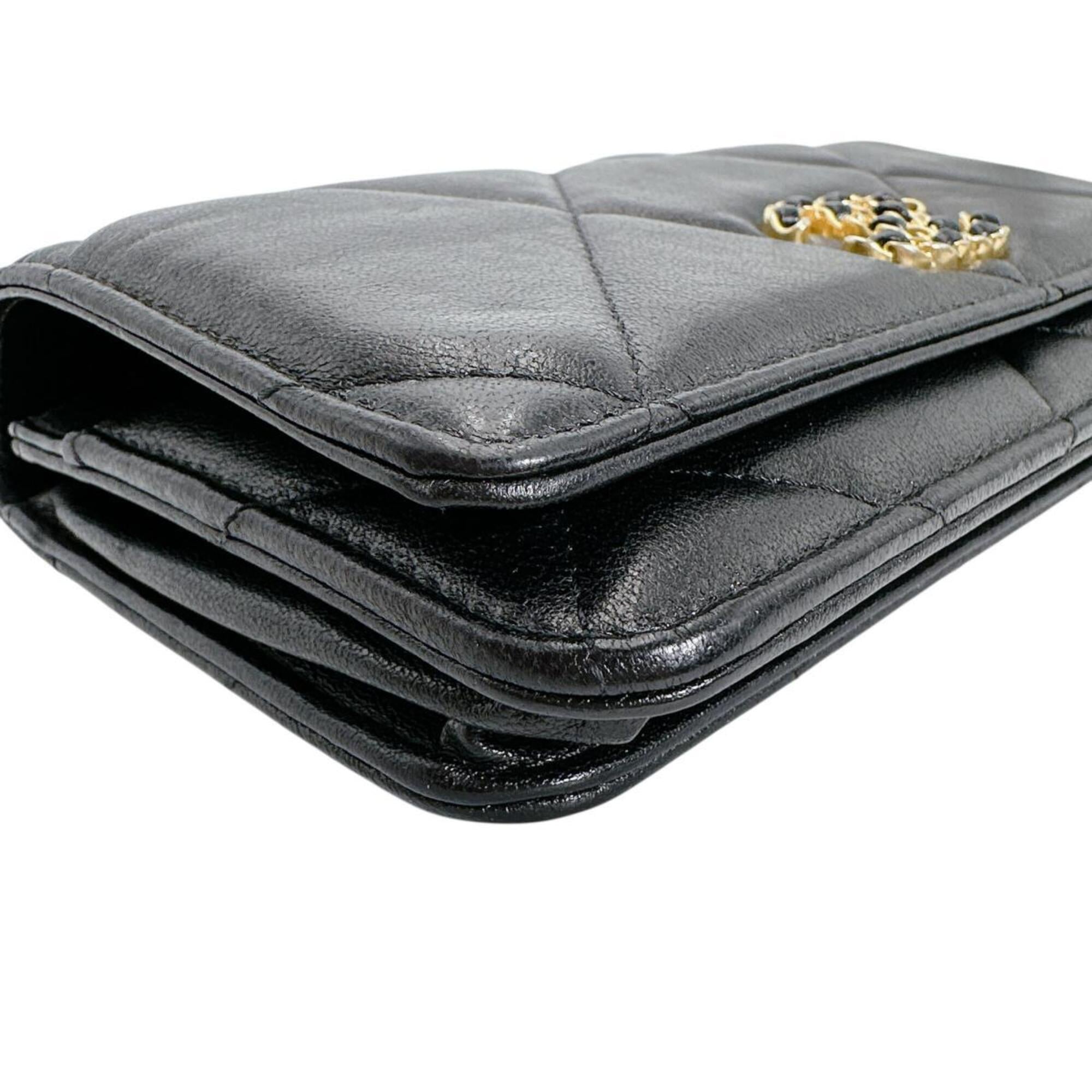 Chanel Black Leather Chain/Shoulder Wallet (Pre-Owned)