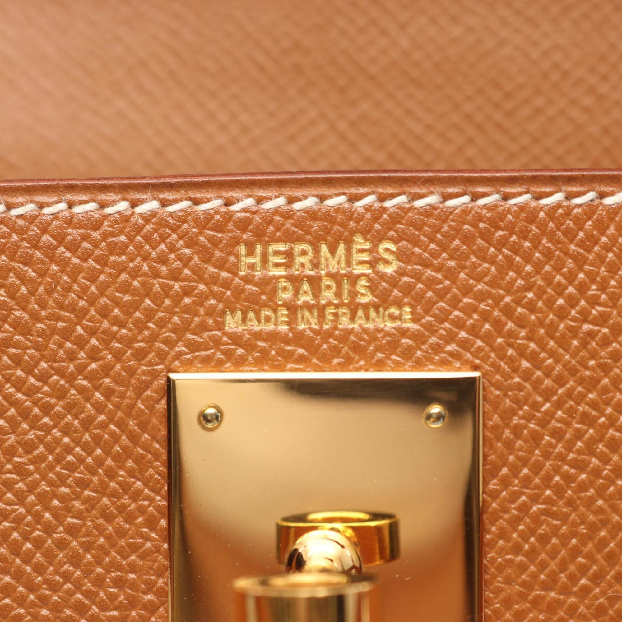 Hermes Brown Gold Brown Courchevel Leather Leather Handbag (Pre-Owned)