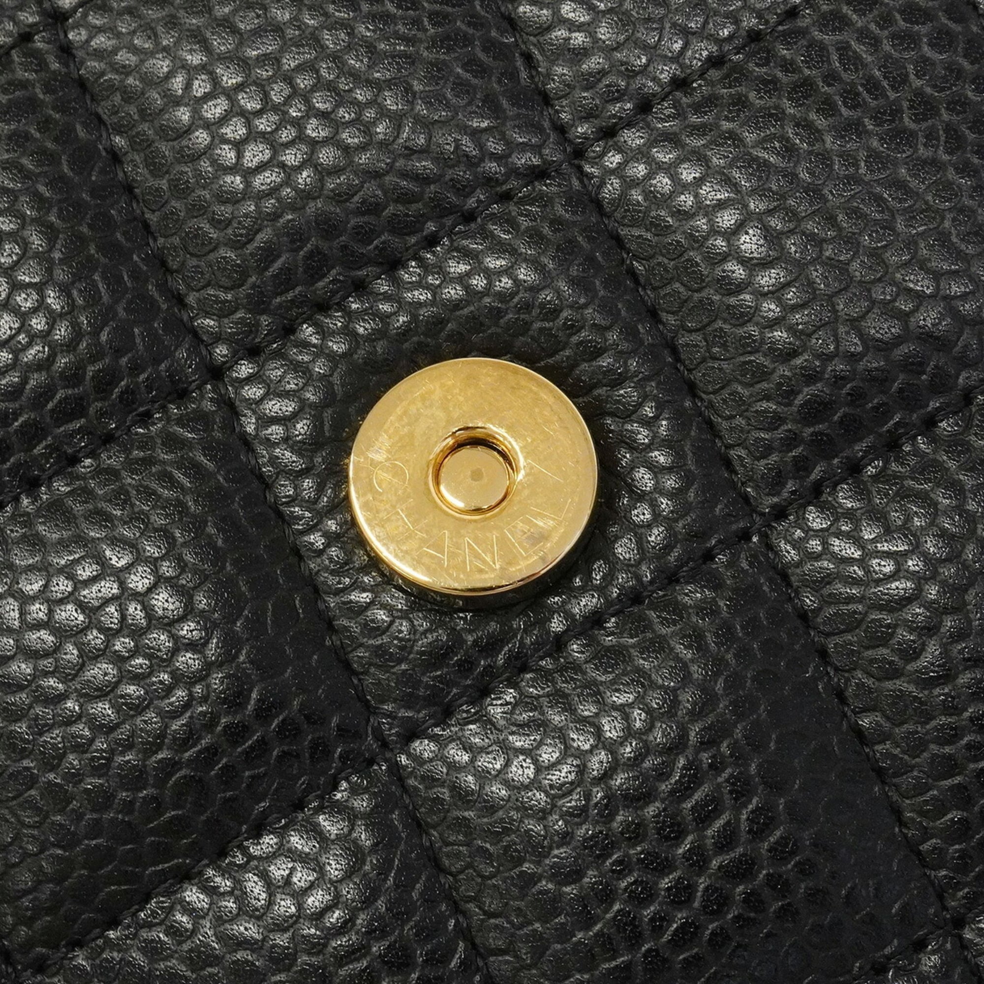 Chanel Black Grained Calfskin Chain/Shoulder Wallet (Pre-Owned)