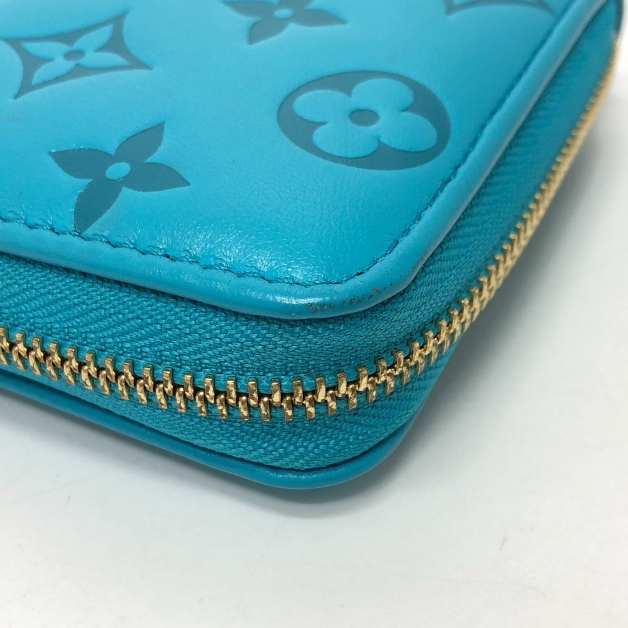 Louis Vuitton Monogram Gold Blue Leather Long Wallet (Bi-Fold) (Pre-Owned)