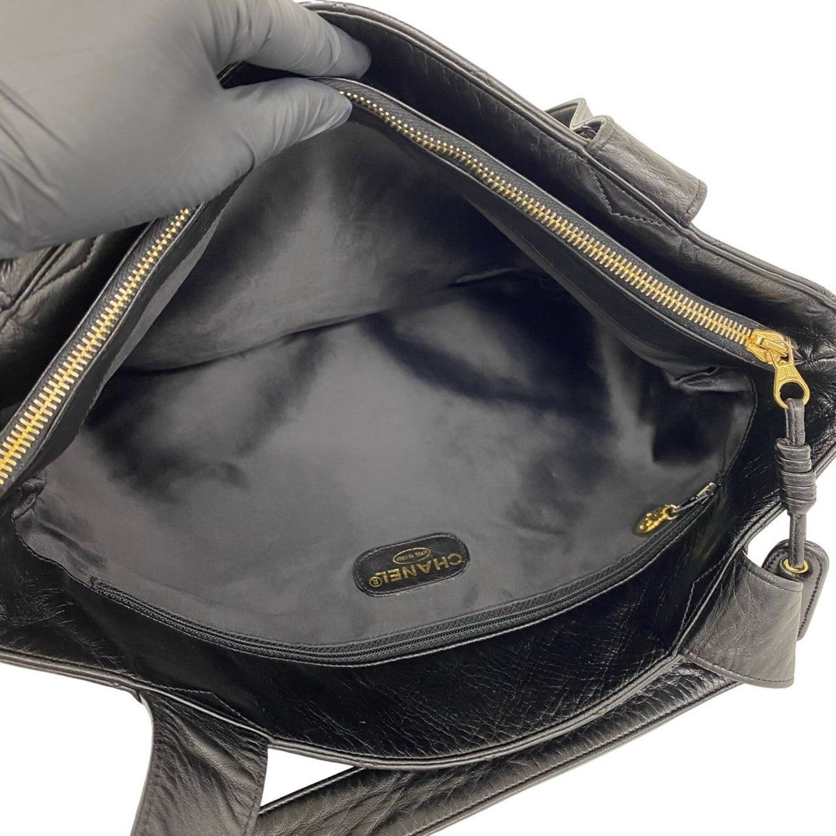 Chanel Black Leather Shoulder Bag Tote Bag (Pre-Owned)