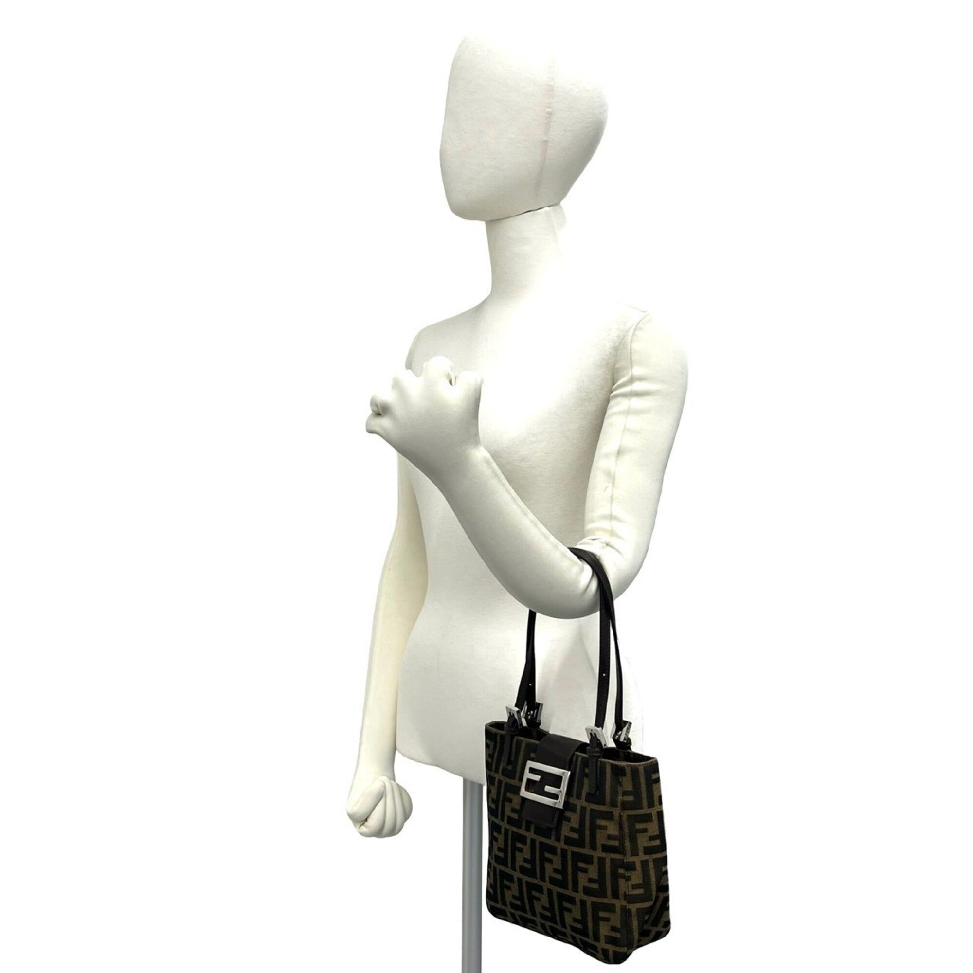 Fendi Brown Canvas Leather Handbag Tote Bag (Pre-Owned)