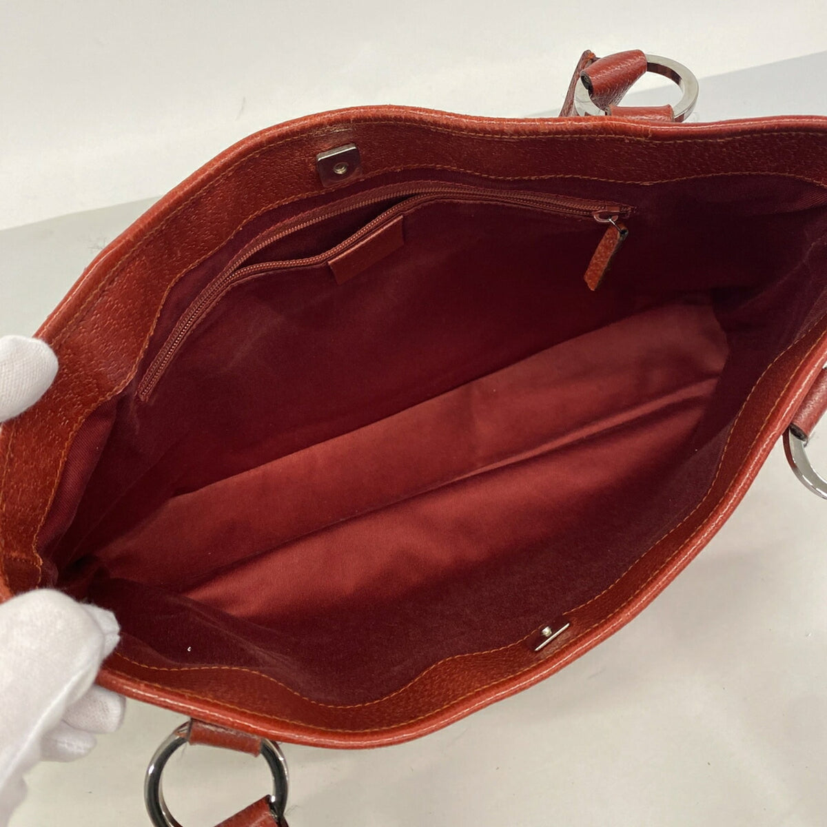 Gucci Red Color Canvas Tote Bag (Pre-Owned)