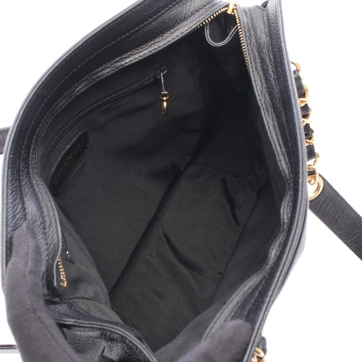 Chanel Black Grained Calfskin Handbag Tote Bag (Pre-Owned)