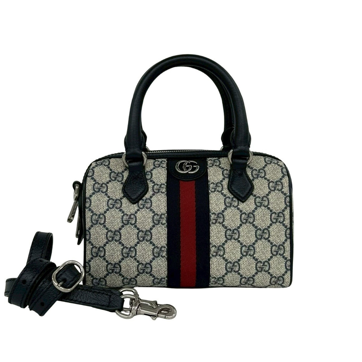 Gucci Navy Red Color Pvc Leather Handbag Shoulder Bag (Pre-Owned)
