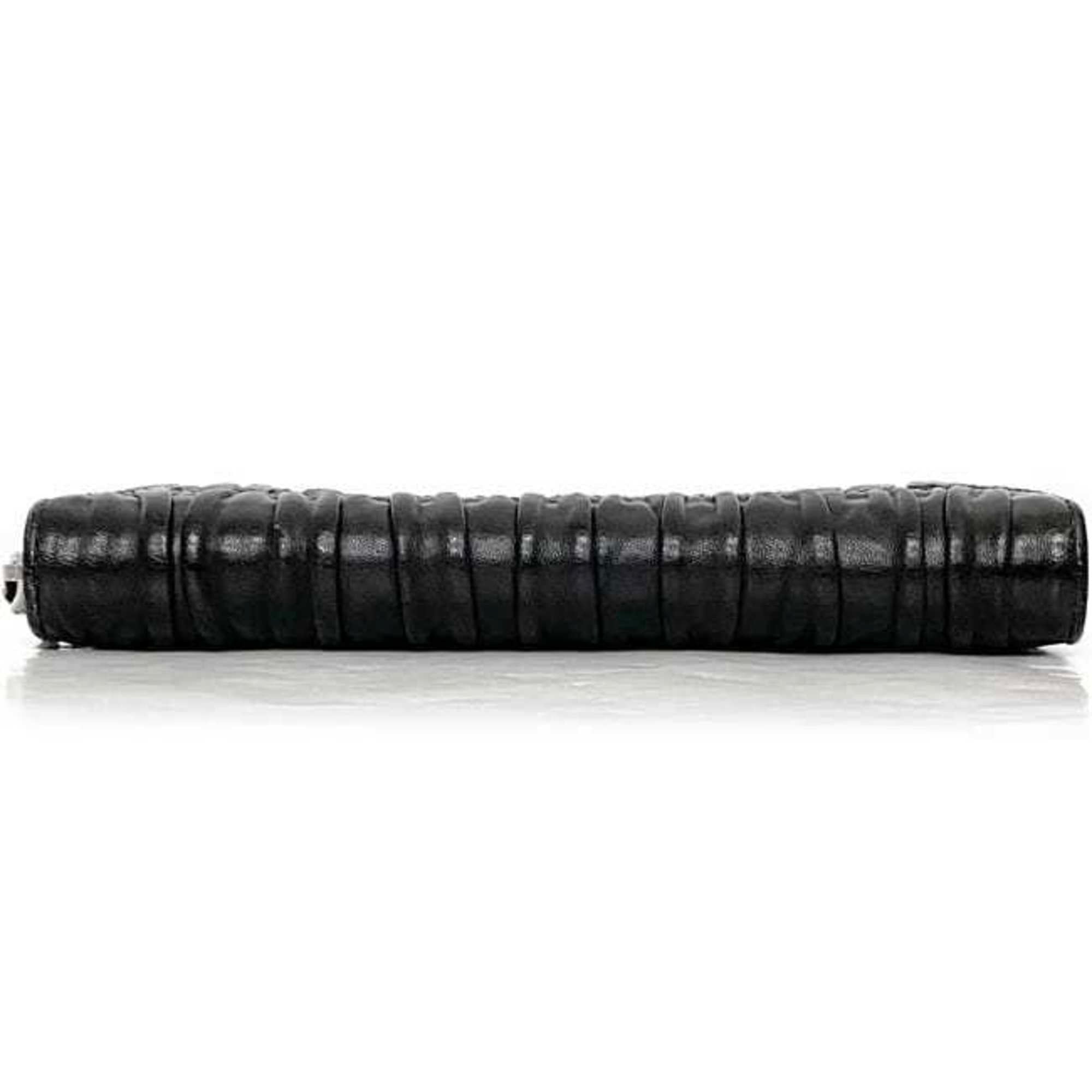 Prada Black Leather Long Wallet (Bi-Fold) (Pre-Owned)