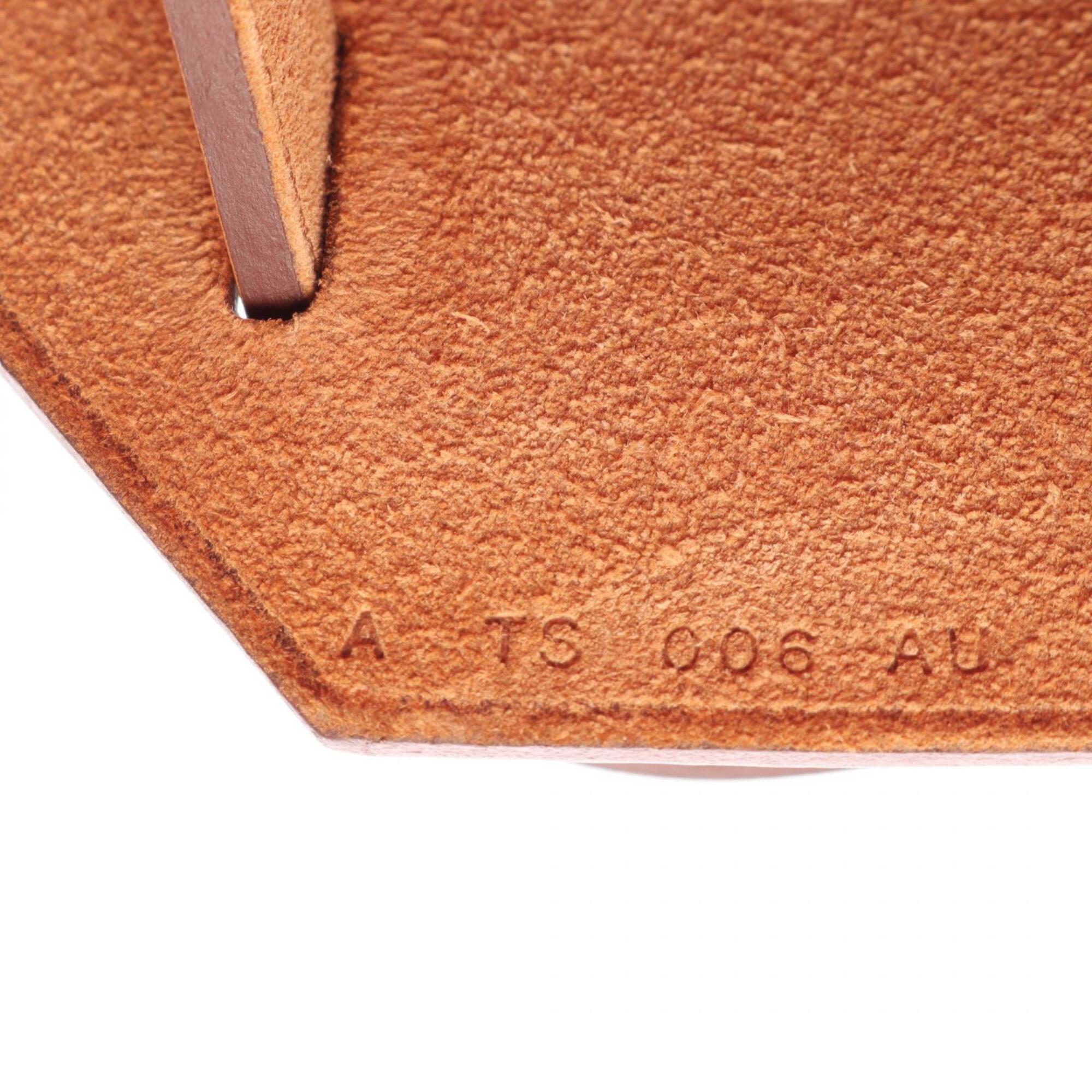 Hermes Brown Natural Red Color Canvas Leather Handbag (Pre-Owned)