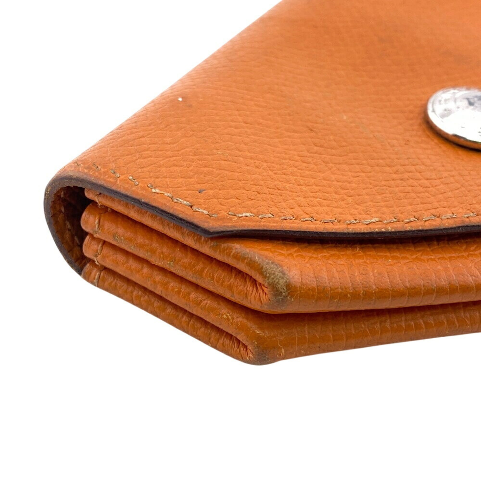 Hermes Orange Leather Coin Purse/Coin Case (Pre-Owned)