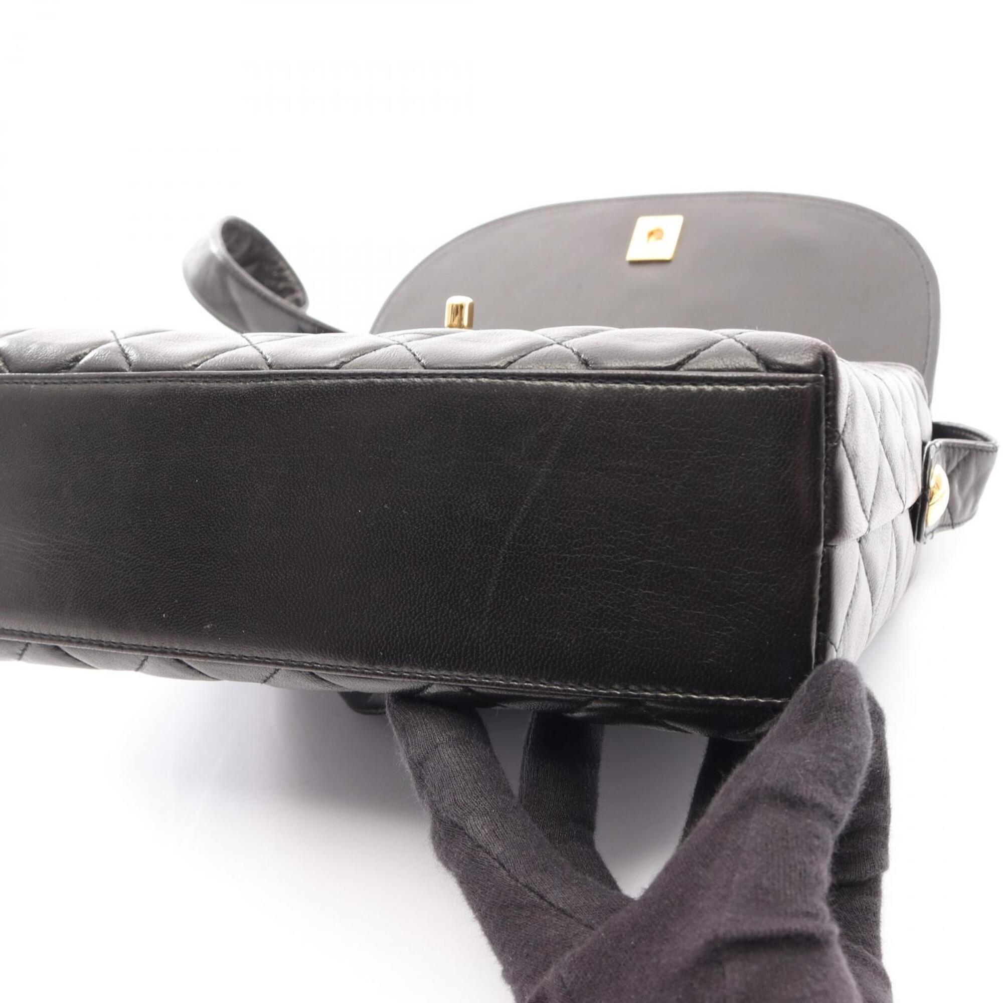 Chanel Black Leather Handbag Shoulder Bag (Pre-Owned)