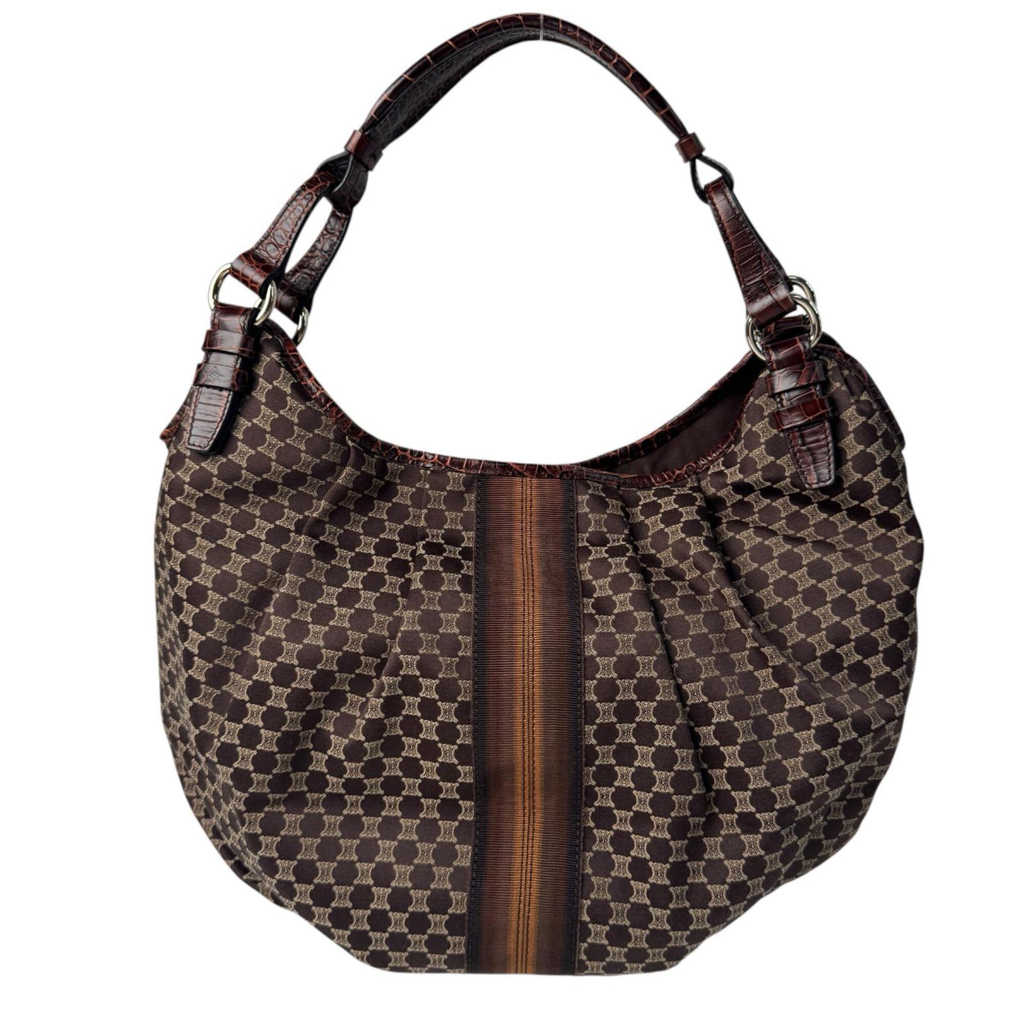 Celine Brown Canvas Leather Handbag (Pre-Owned)