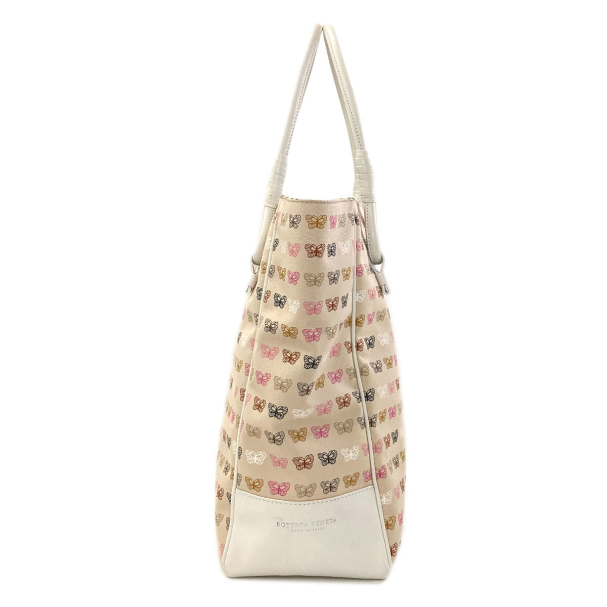Bottega Veneta Beige Pink White Canvas Tote Bag (Pre-Owned)