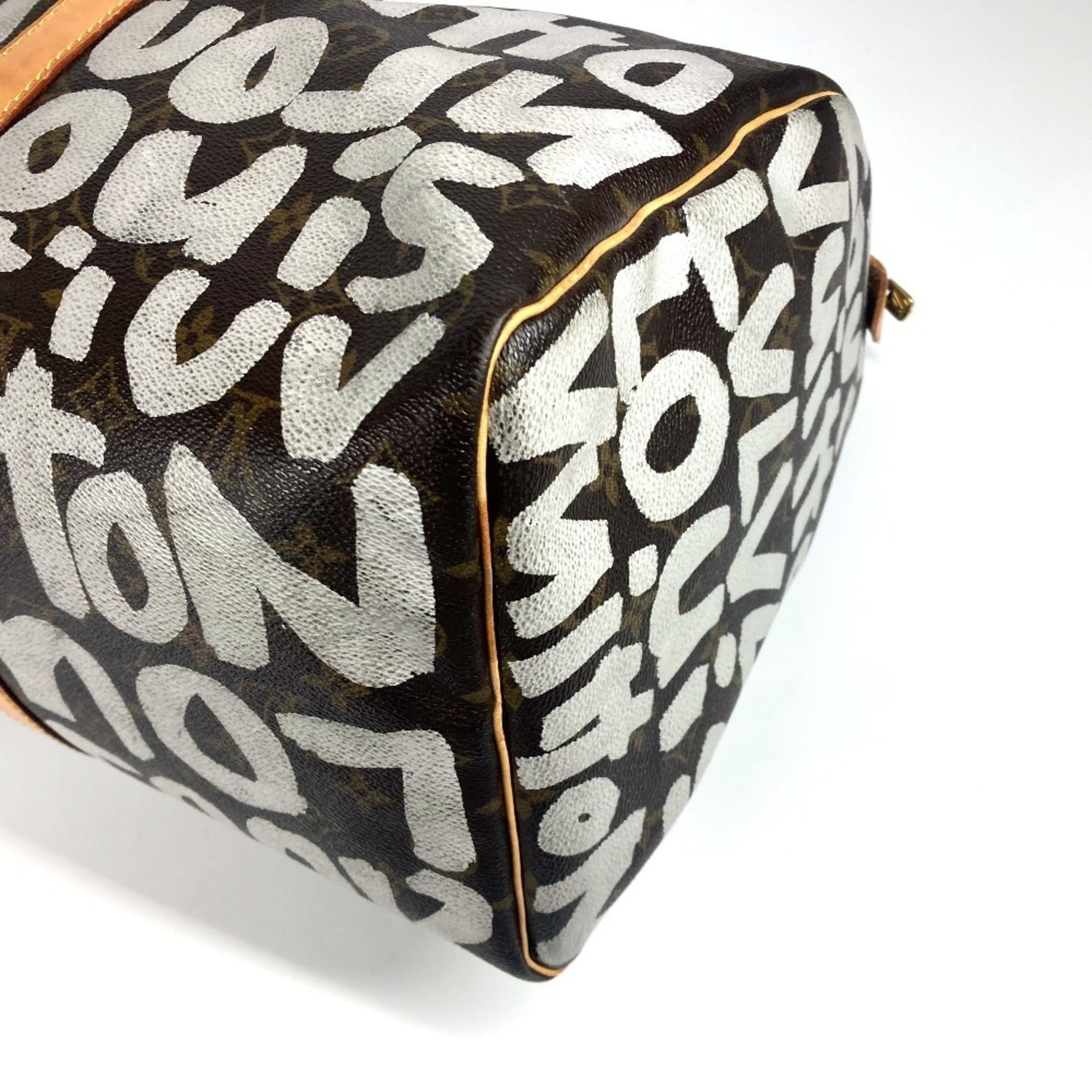 Louis Vuitton Brown Monogram White Monogram Graffiti Boston Bag (Pre-Owned)