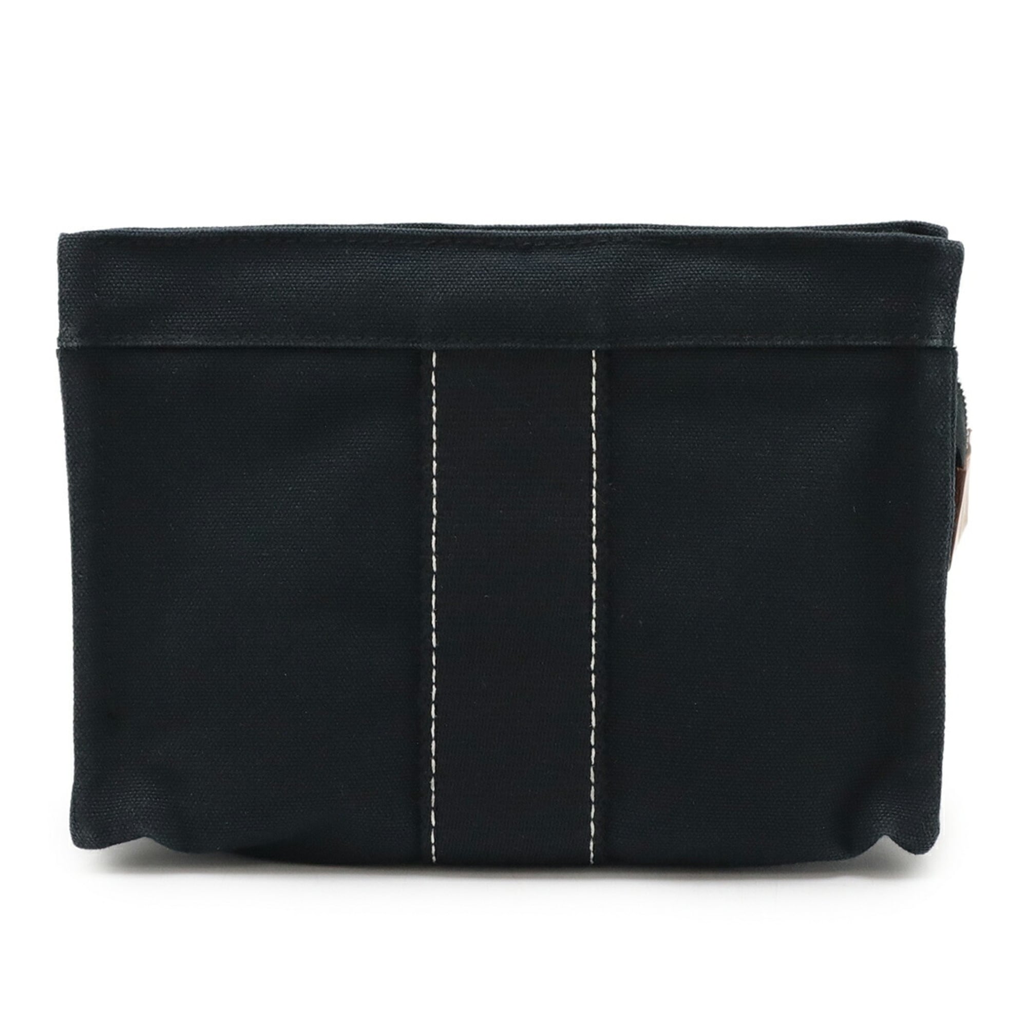 Hermes Deauville Black Canvas Leather Pouch (Pre-Owned)