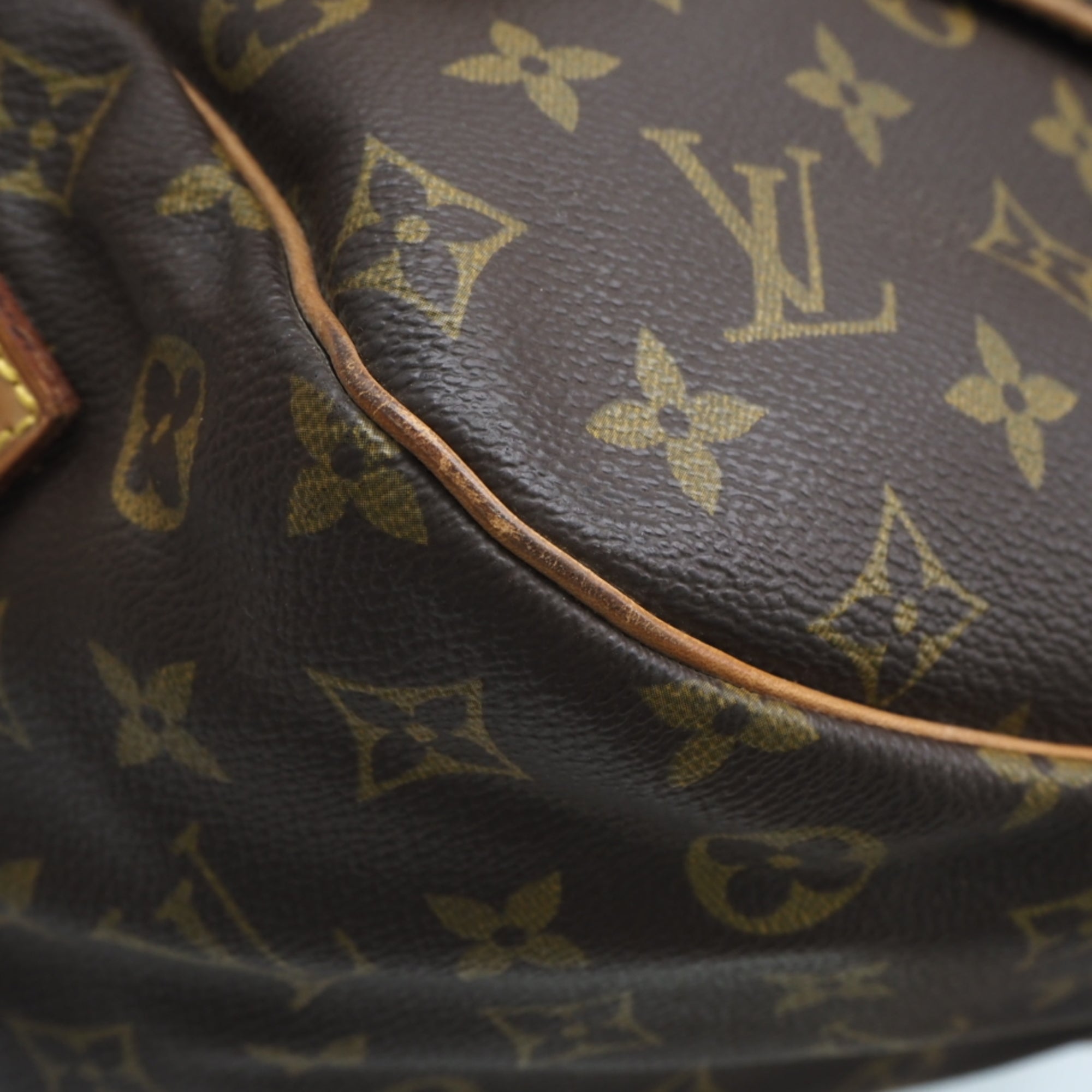 Louis Vuitton Monogram Beige Brown Coated Canvas Leather Shoulder Bag (Pre-Owned)