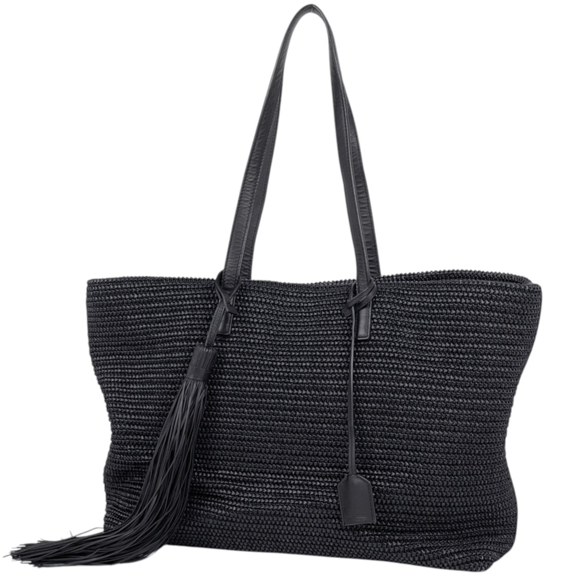 Saint Laurent Black Fabric Leather Tote Bag (Pre-Owned)