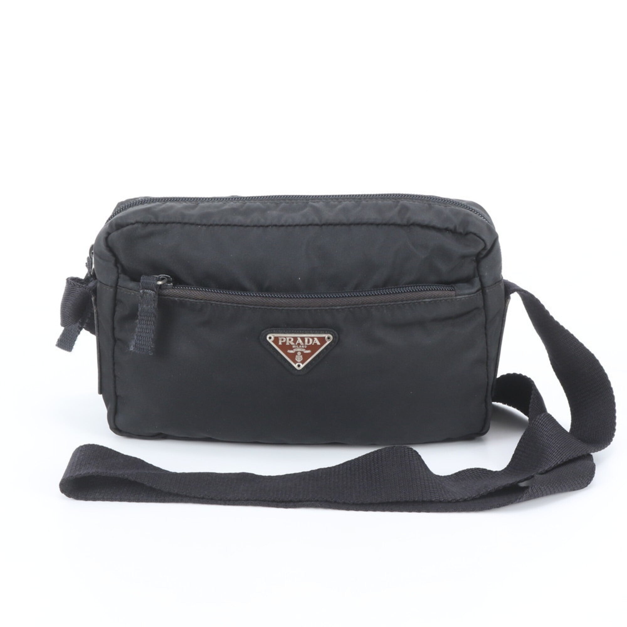Prada Black Leather Nylon Shoulder Bag (Pre-Owned)