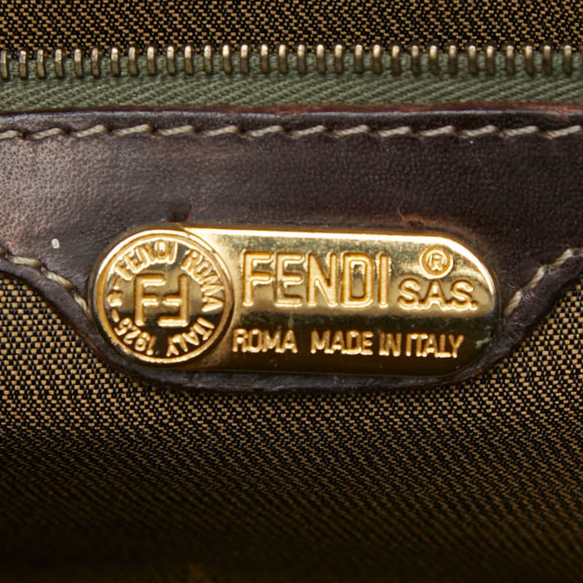 Fendi Brown Canvas Leather Handbag (Pre-Owned)