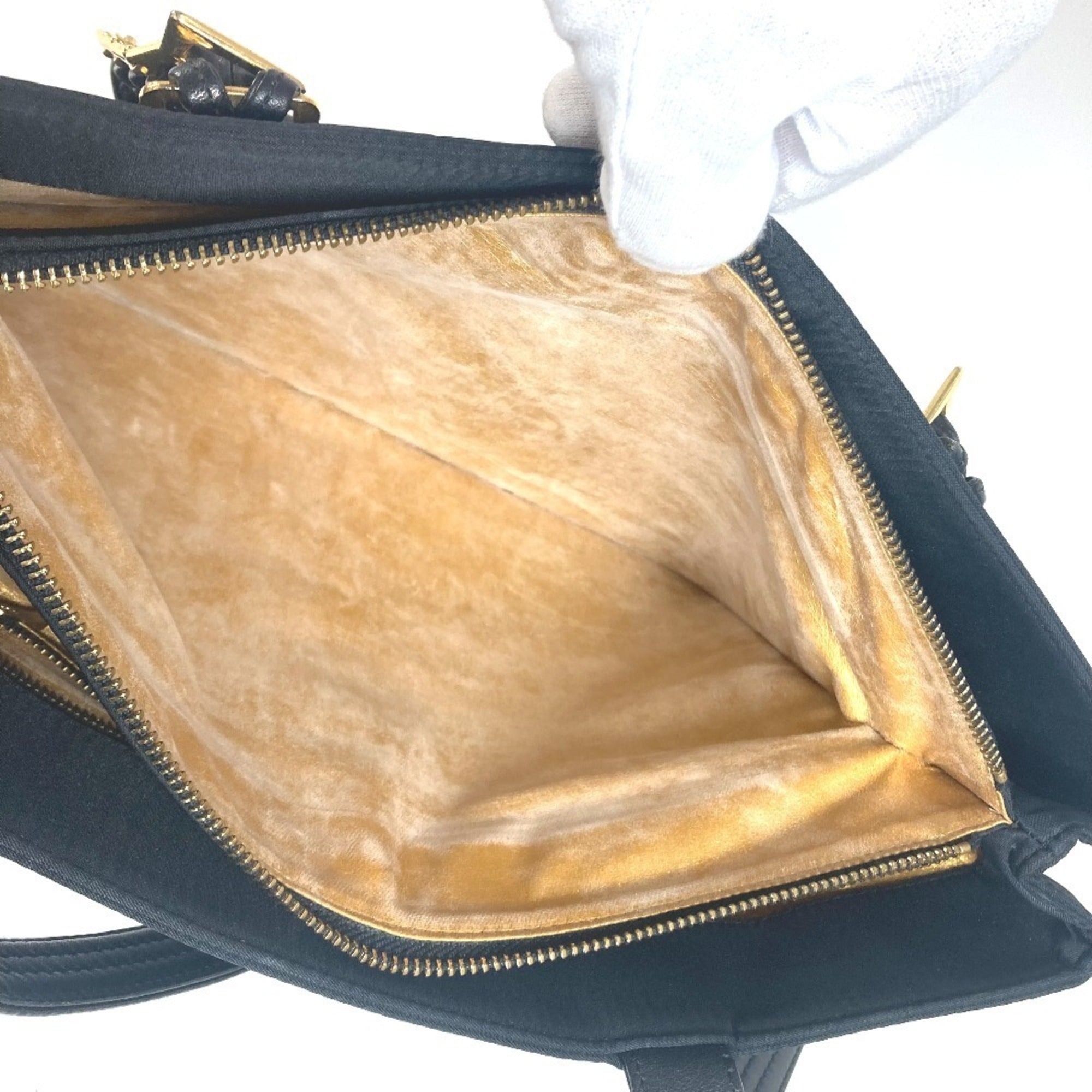 Versace Black Nylon Shoulder Bag Tote Bag (Pre-Owned)