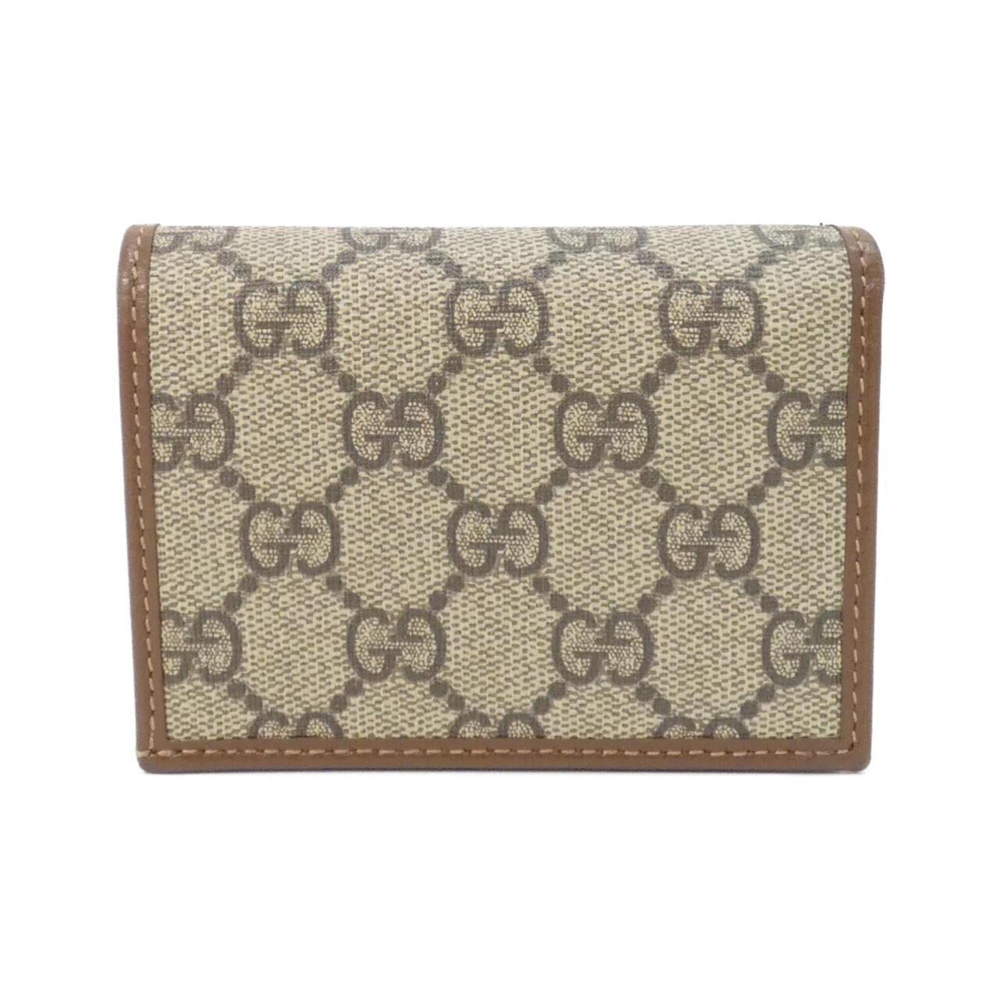 Gucci Beige Brown Gg Supreme Leather Wallet (Bi-Fold) (Pre-Owned)
