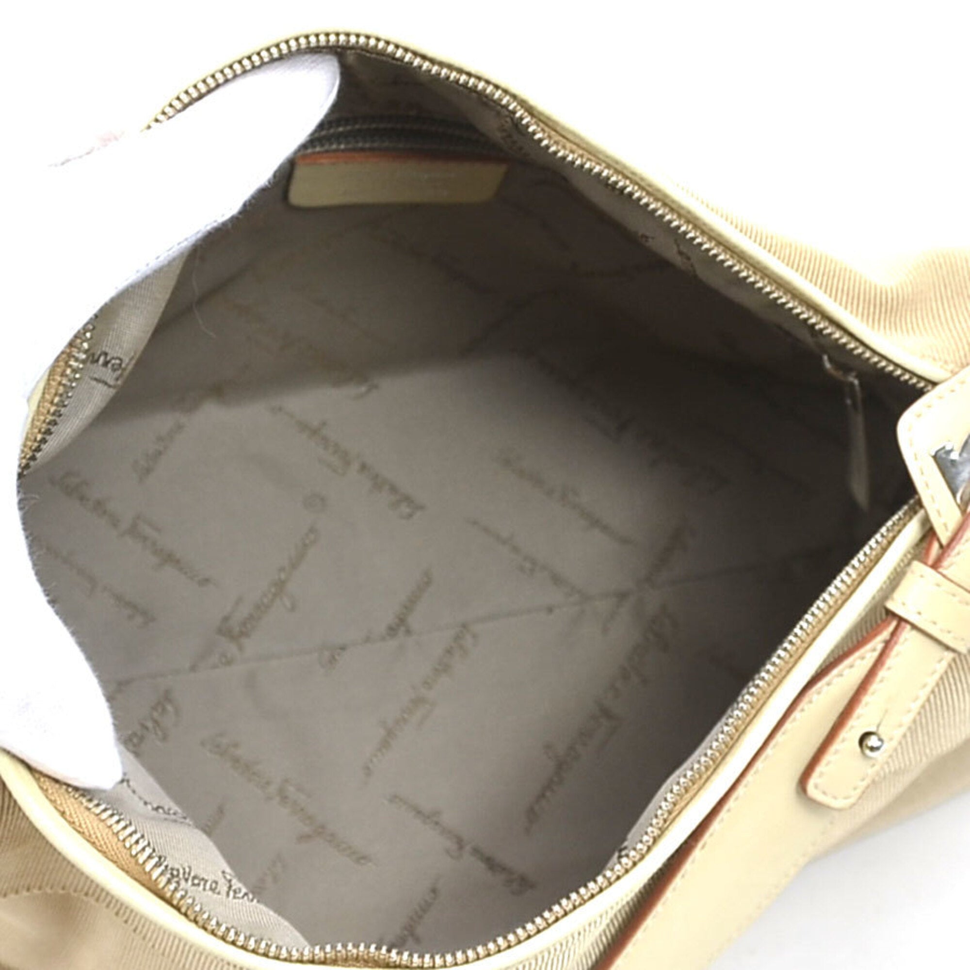 Salvatore Ferragamo Beige Canvas Leather Shoulder Bag (Pre-Owned)