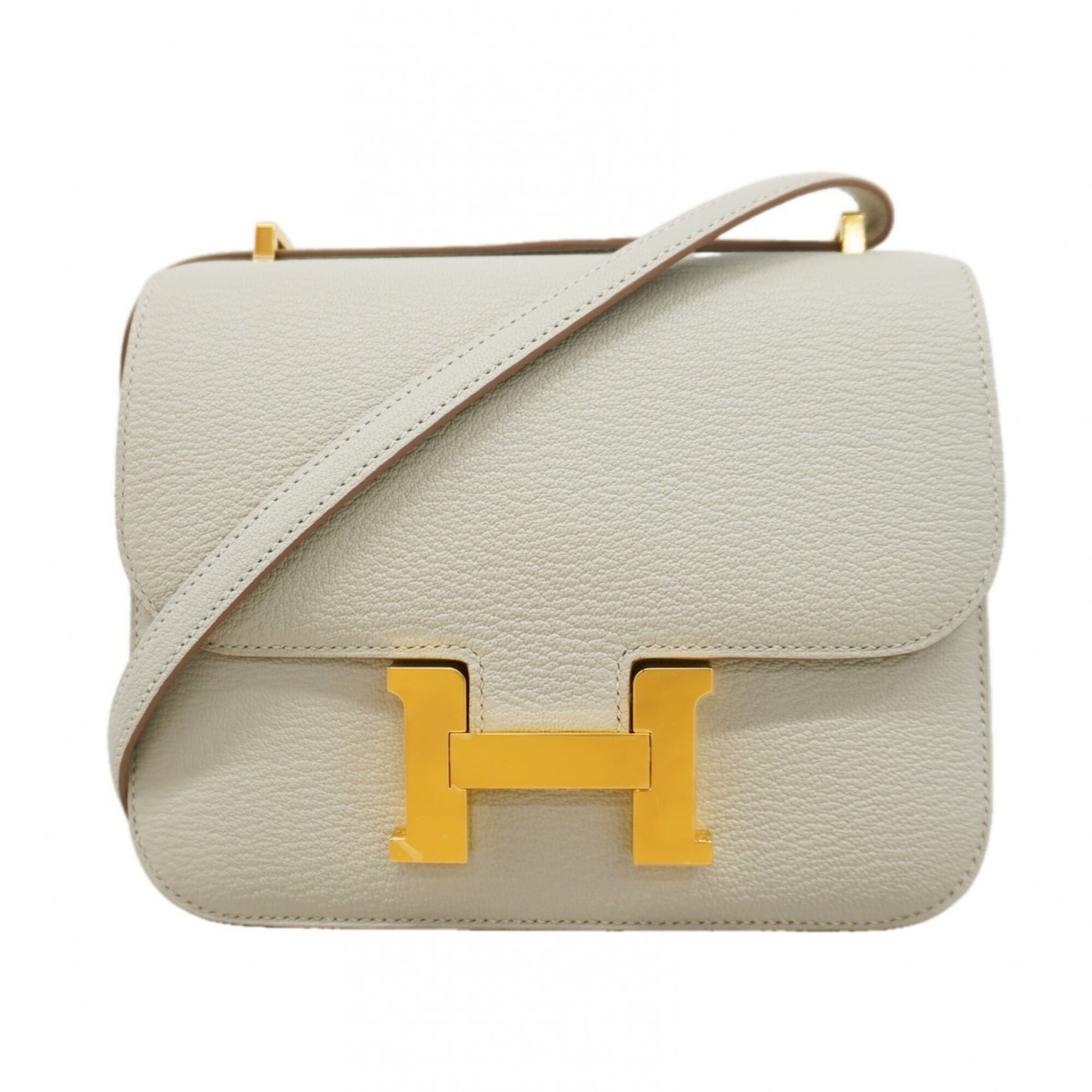 Hermes Gray Chevre Myzore Leather Shoulder Bag (Pre-Owned)