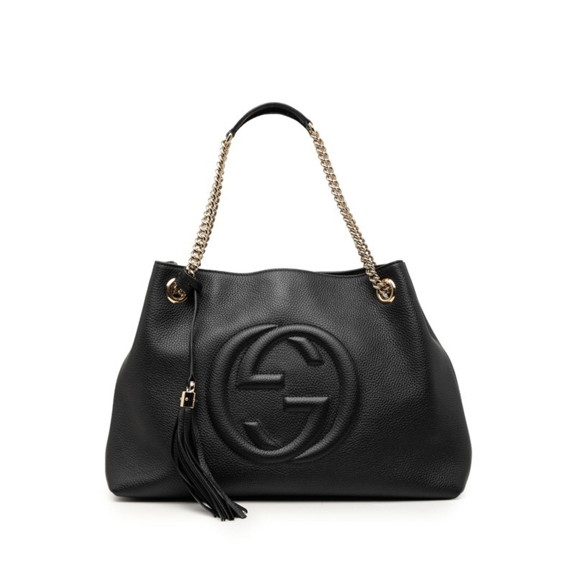 Gucci Black Leather Shoulder Bag Tote Bag (Pre-Owned)