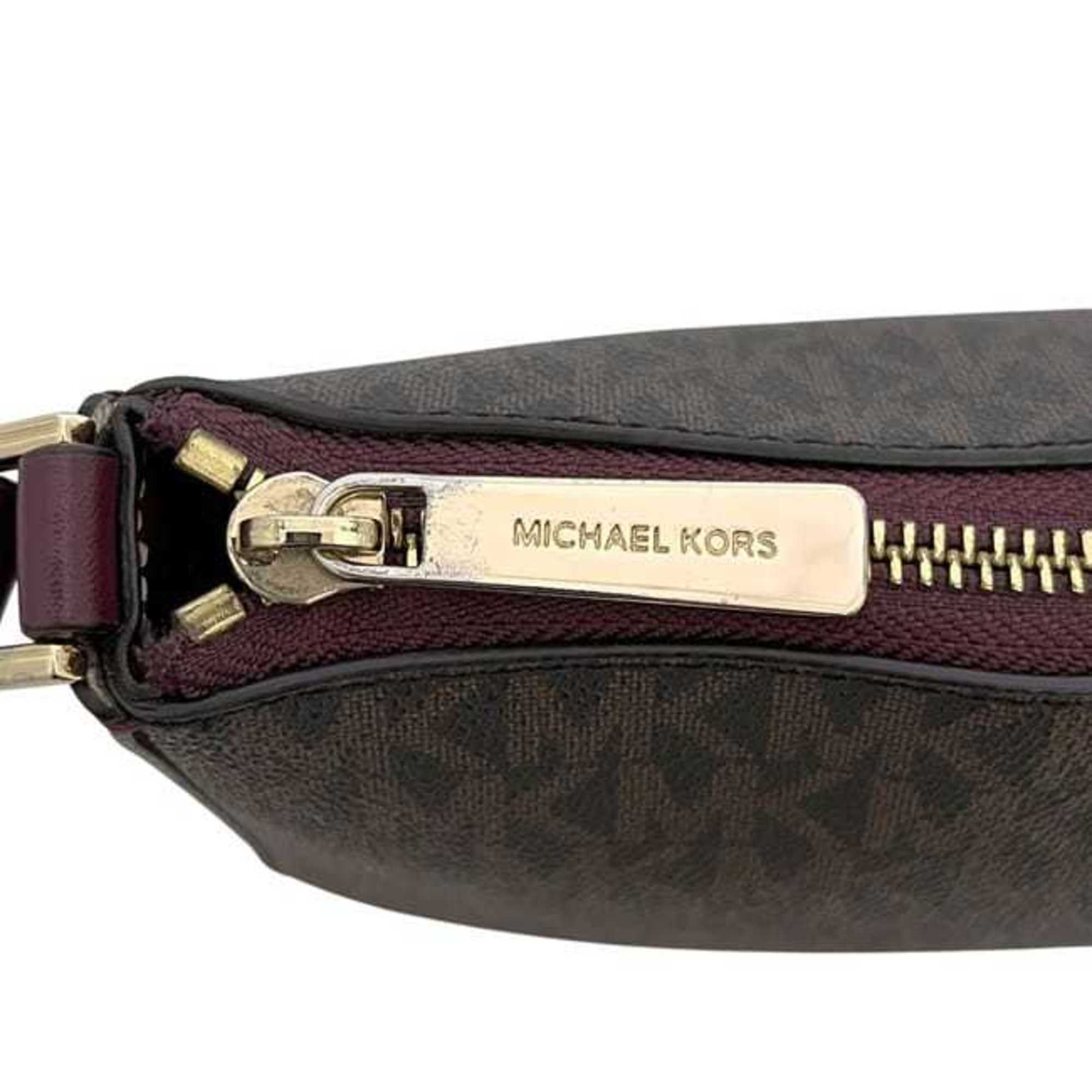Michael Kors Bordeaux Brown Pvc Leather Shoulder Bag (Pre-Owned)