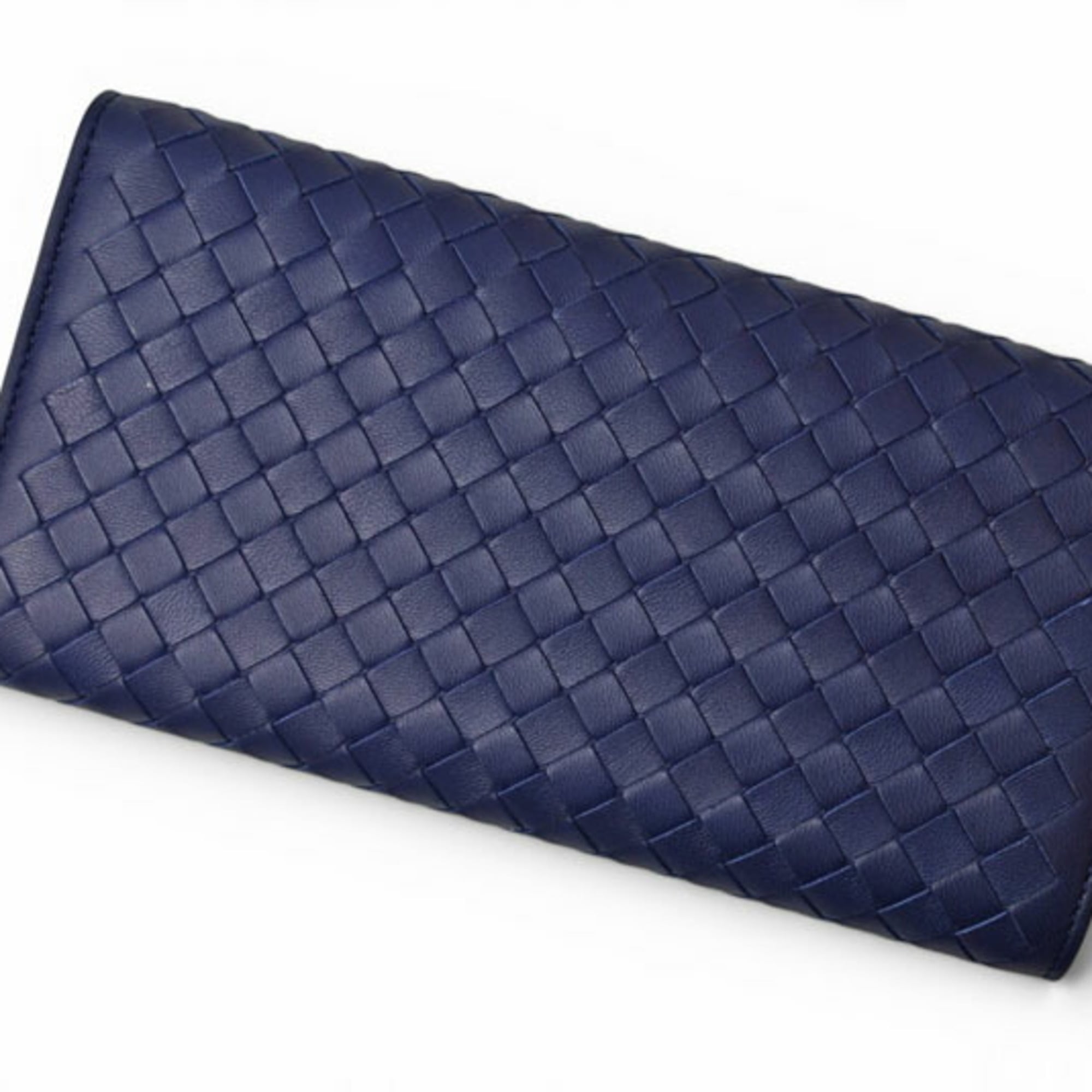 Bottega Veneta Dark Purple Leather Long Wallet (Bi-Fold) (Pre-Owned)