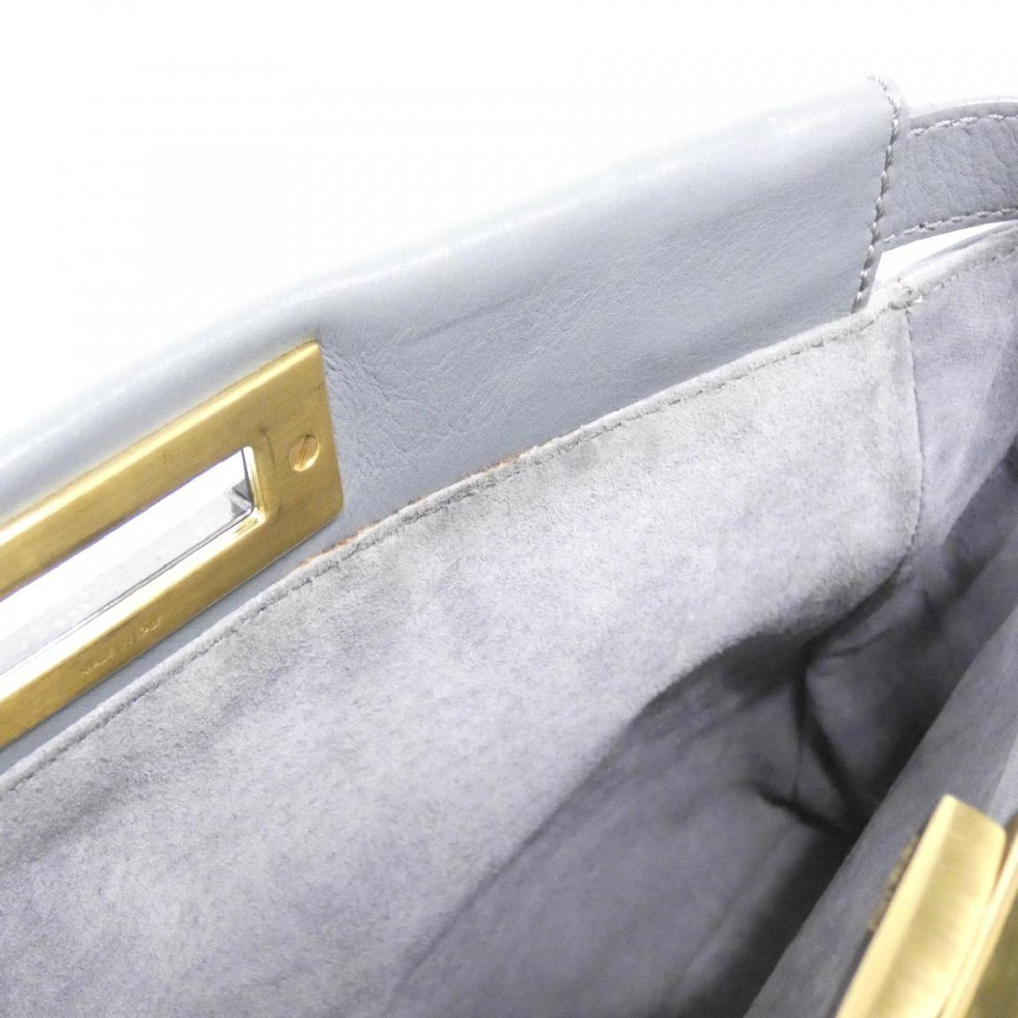 Fendi Gray Leather Handbag (Pre-Owned)