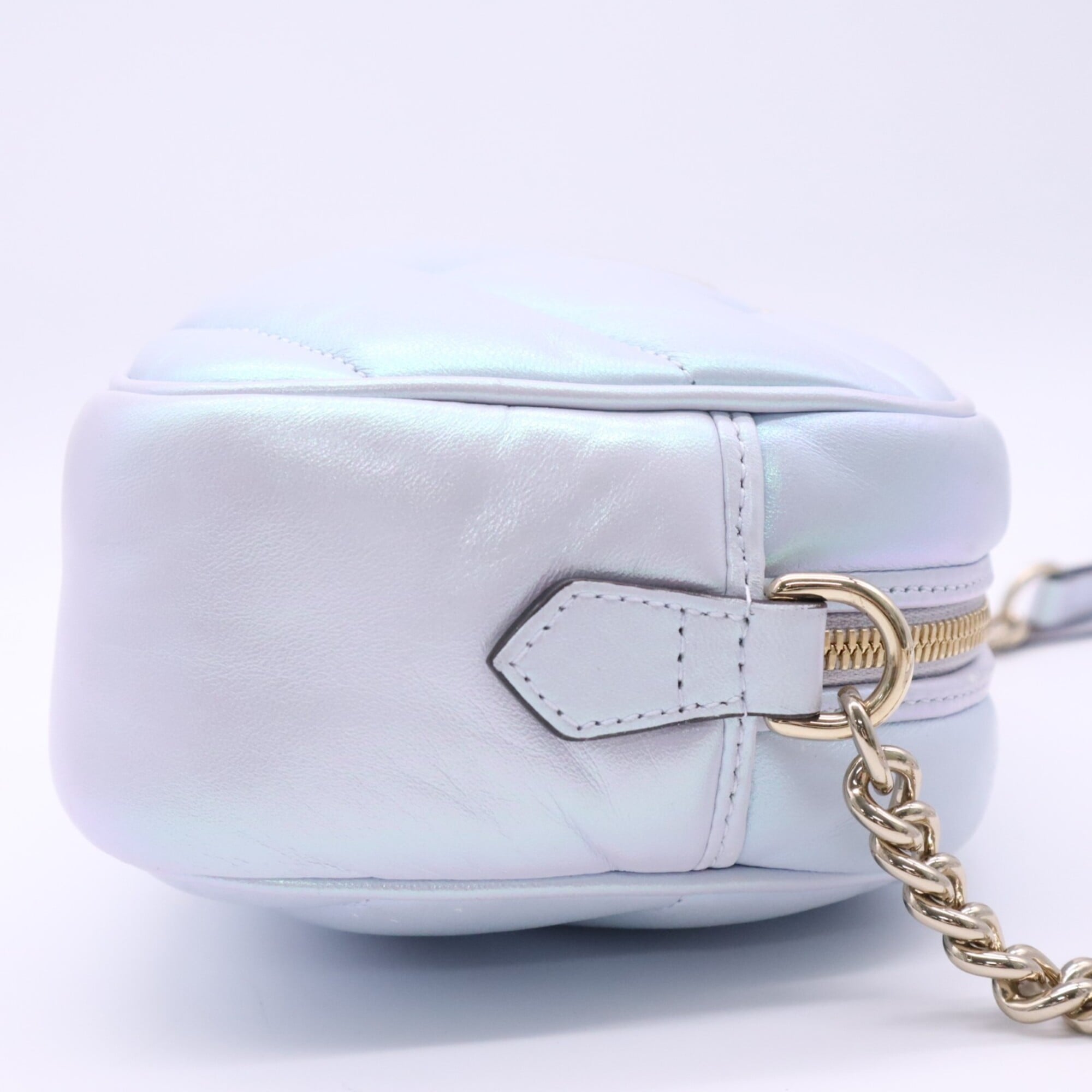 Gucci Gg Marmont Blue Leather Shoulder Bag (Pre-Owned)