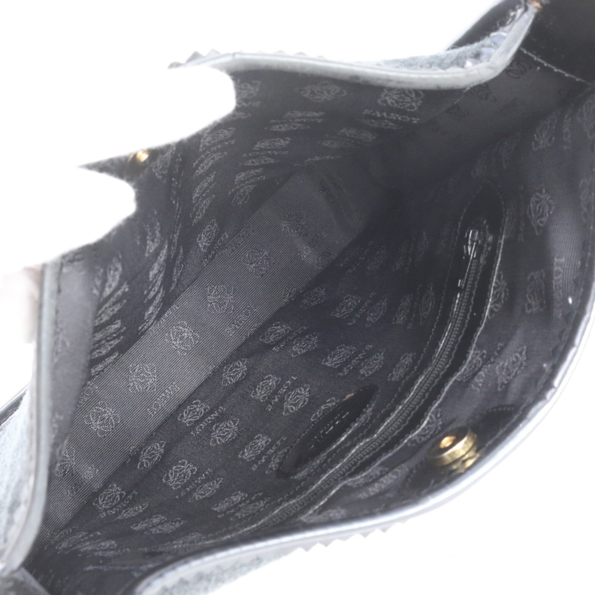 Loewe Black Gray Leather Handbag Shoulder Bag (Pre-Owned)