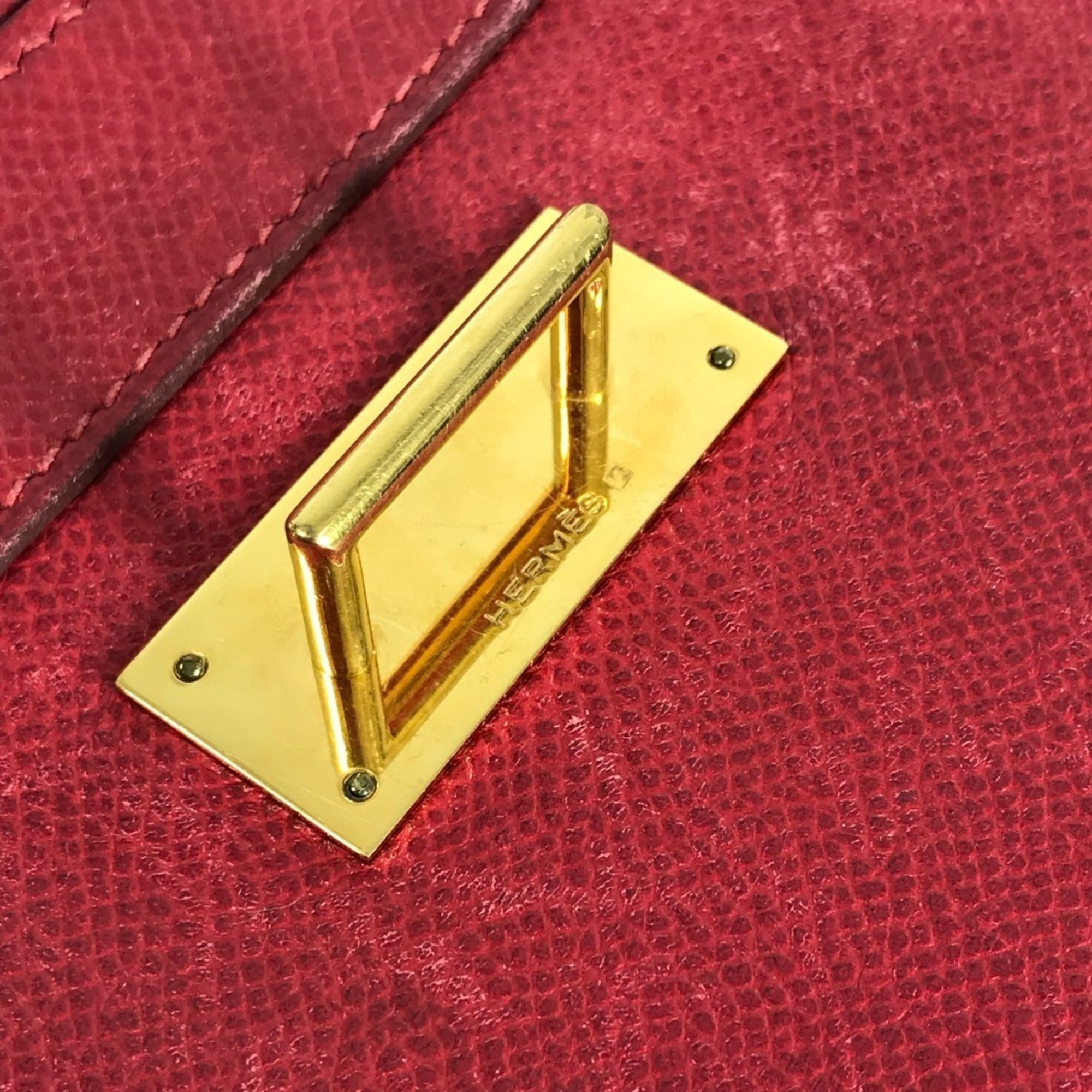 Hermes Red Color Courchevel Leather Shoulder Bag Tote Bag (Pre-Owned)