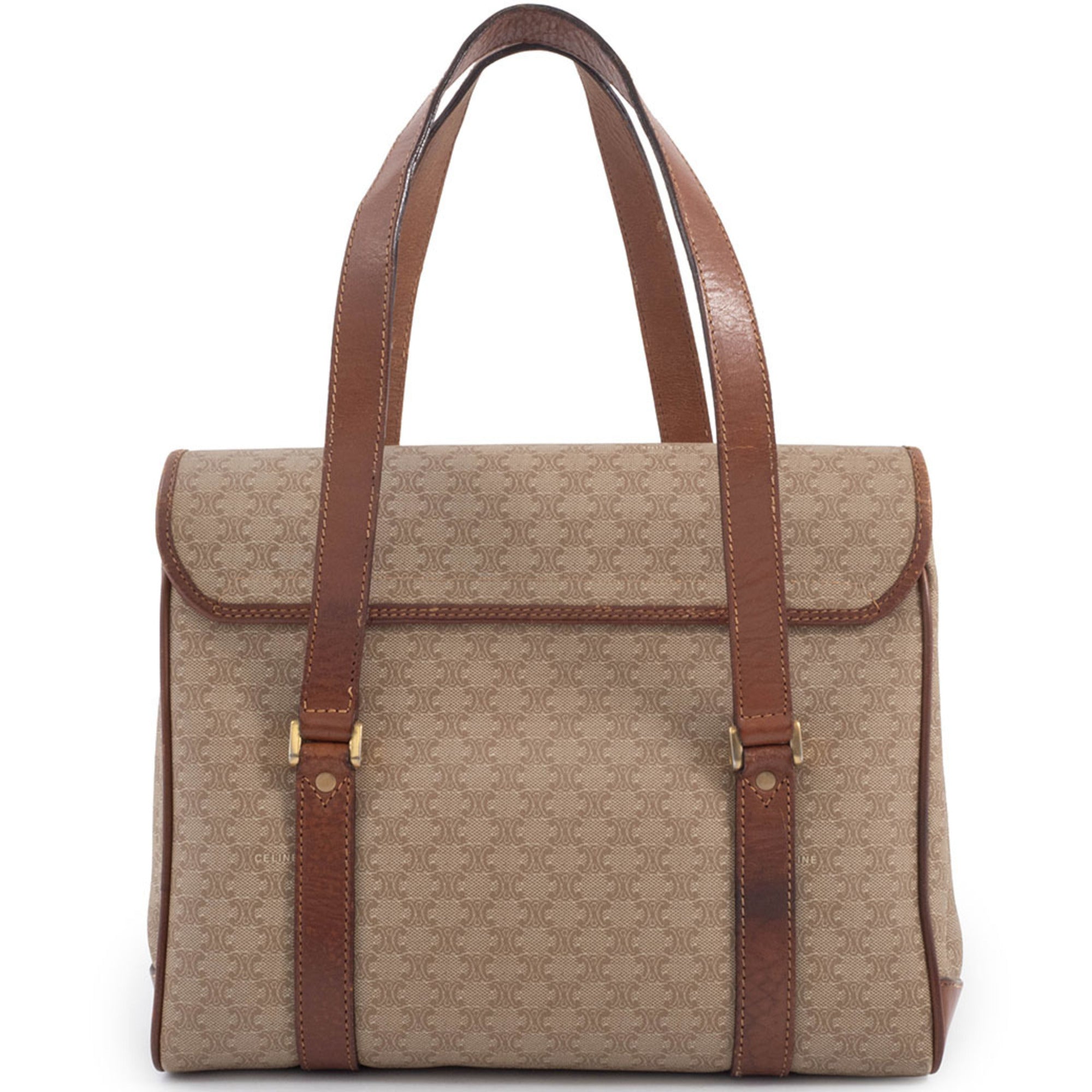 Celine Macadam Beige Brown Pvc Leather Handbag Tote Bag (Pre-Owned)