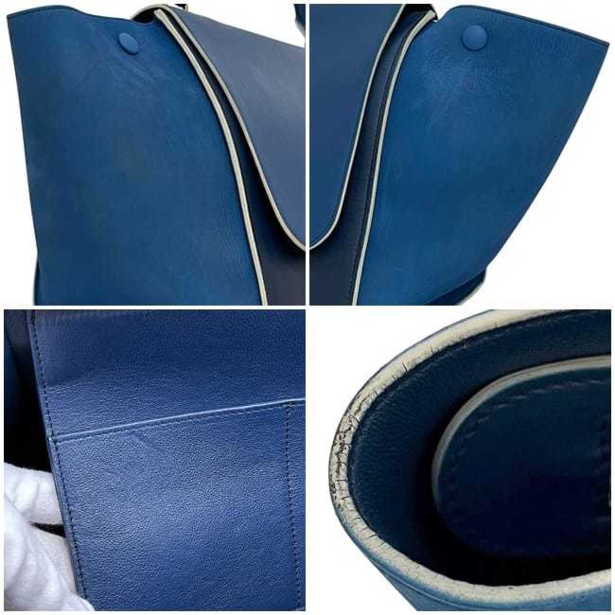 Celine Blue Navy Leather Handbag Shoulder Bag (Pre-Owned)