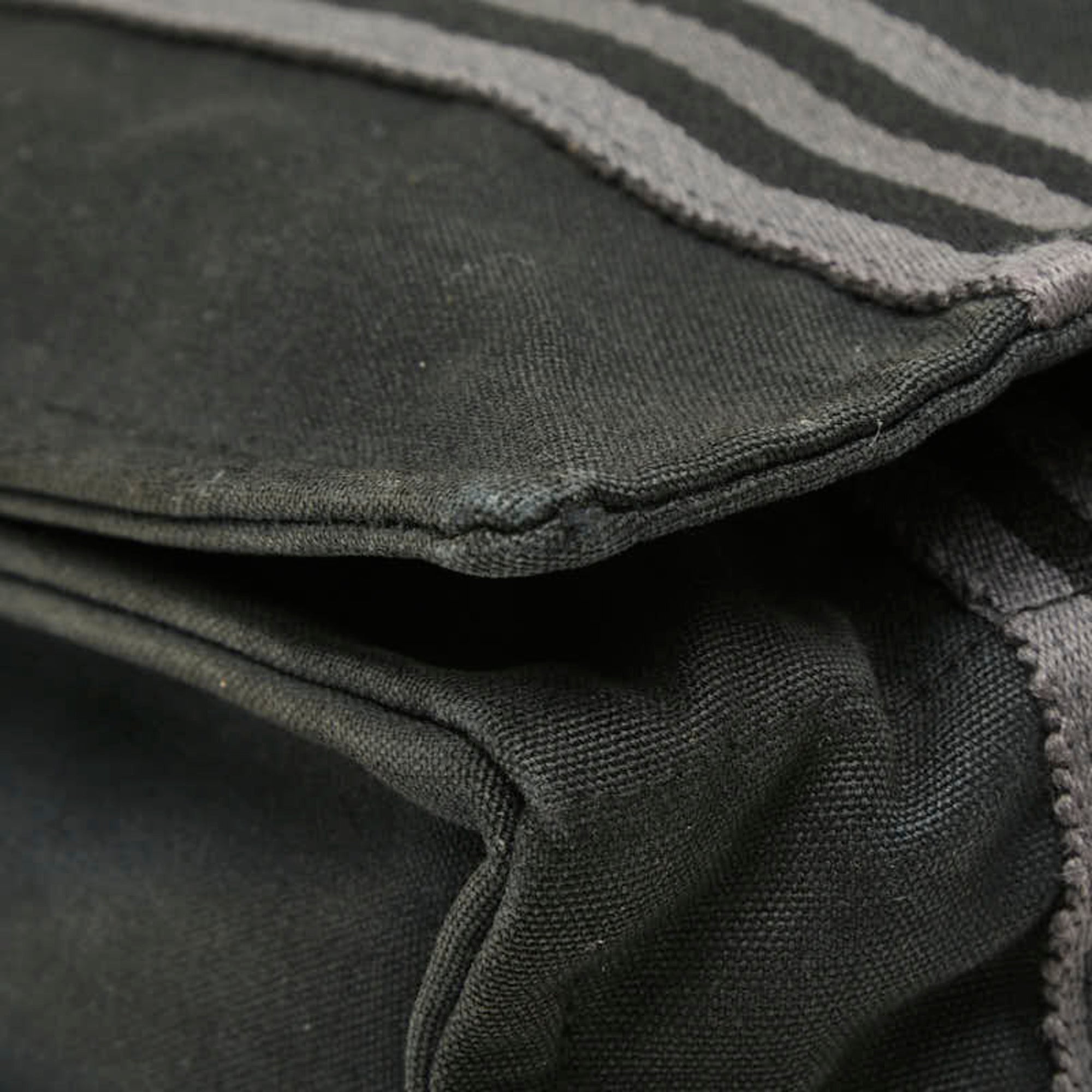 Hermes Black Gray Canvas Shoulder Bag (Pre-Owned)