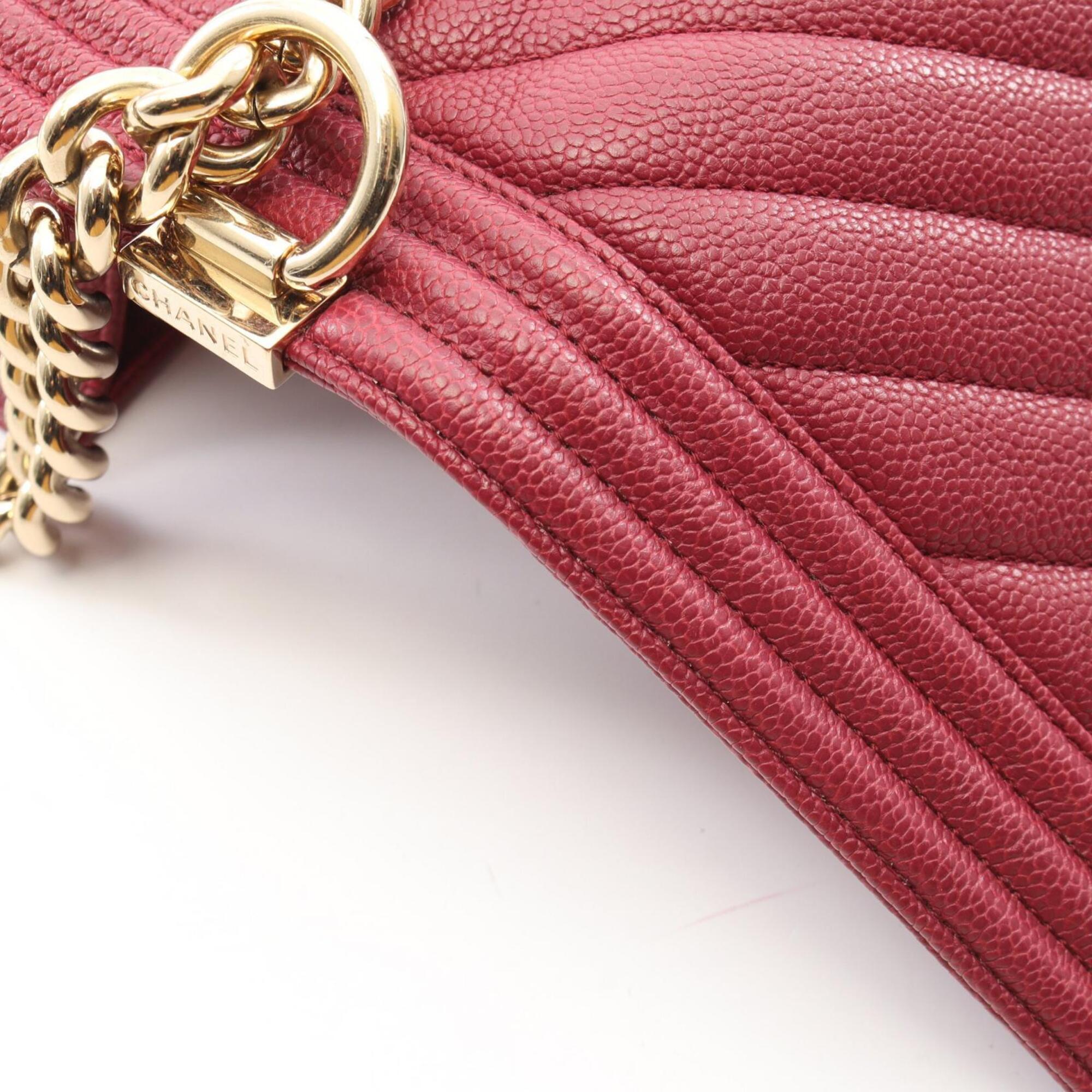 Chanel Bordeaux Grained Calfskin Handbag Shoulder Bag (Pre-Owned)