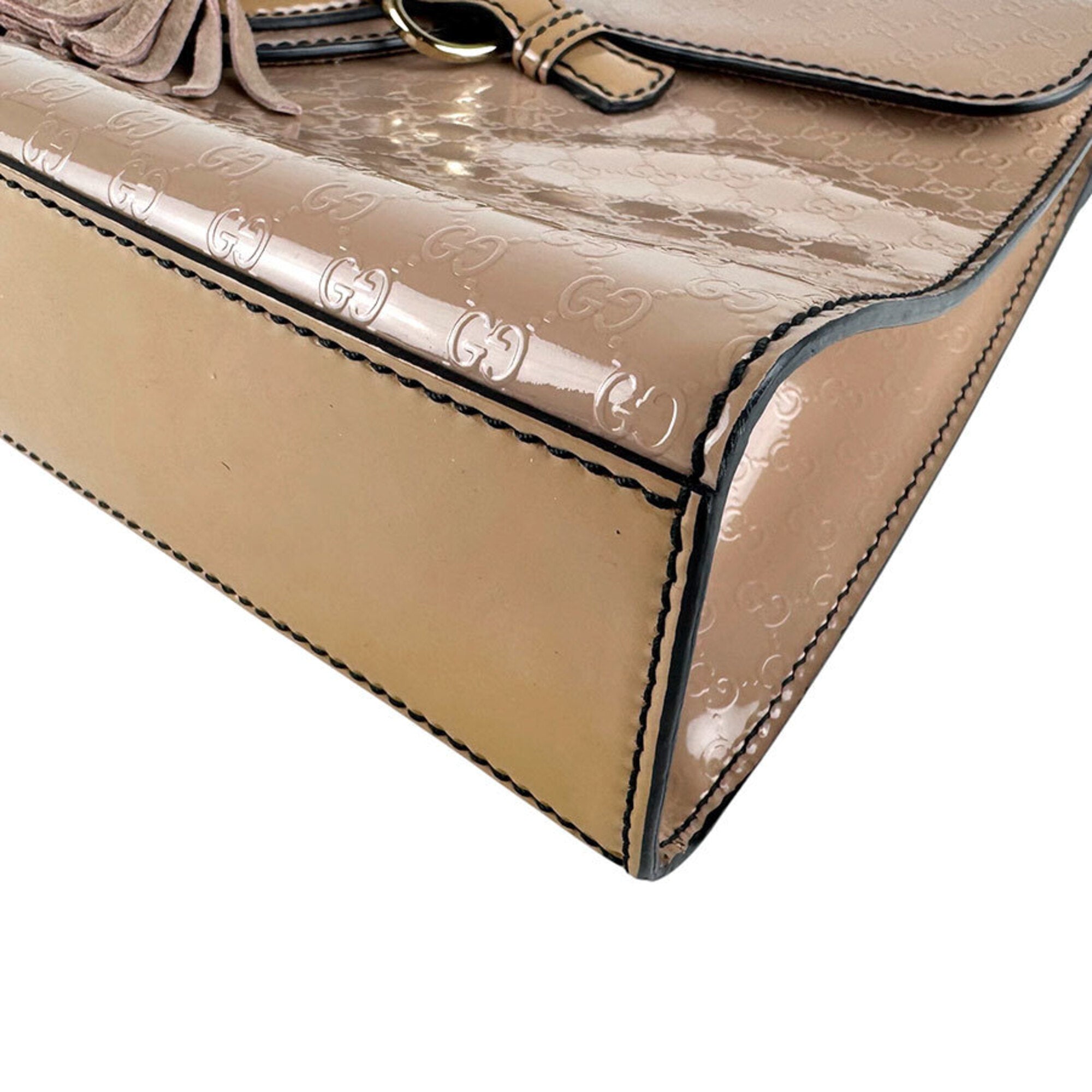 Gucci Pink Beige Patent Leather Shoulder Bag (Pre-Owned)
