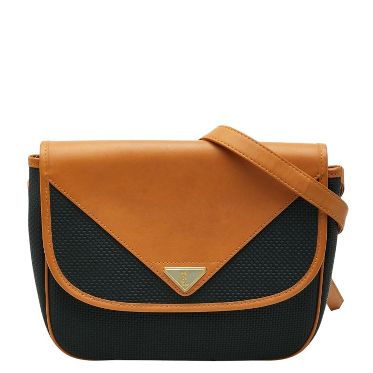 Saint Laurent Brown Navy Leather Shoulder Bag (Pre-Owned)