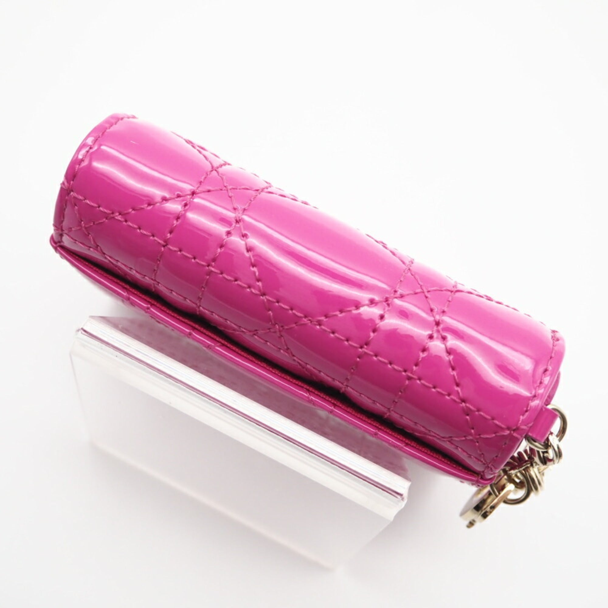 Christian Dior Pink Patent Leather Wallet (Tri-Fold) (Pre-Owned)