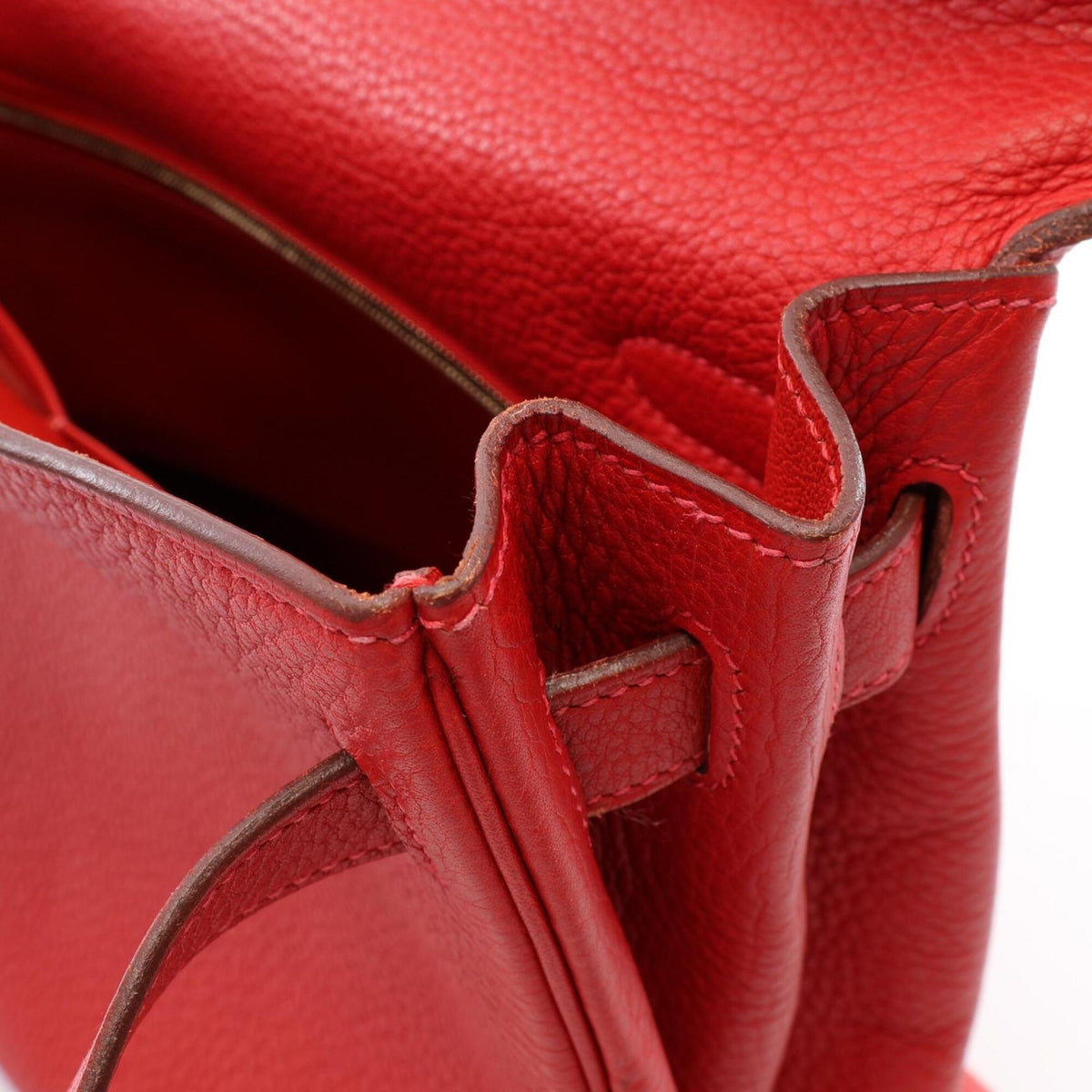 Hermes Red Color Taurillon Clemence Leather Handbag (Pre-Owned)