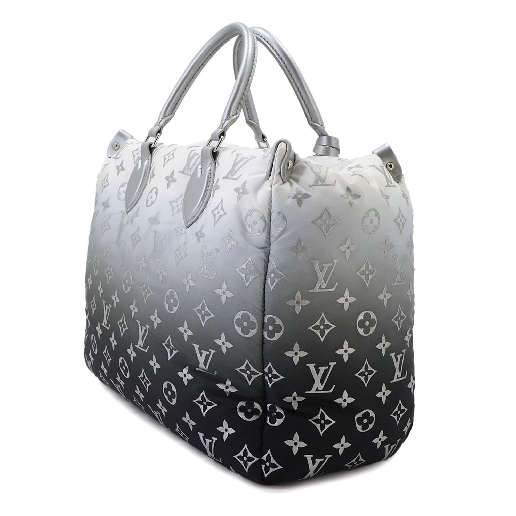 Louis Vuitton Gray Nylon Leather Handbag Tote Bag (Pre-Owned)