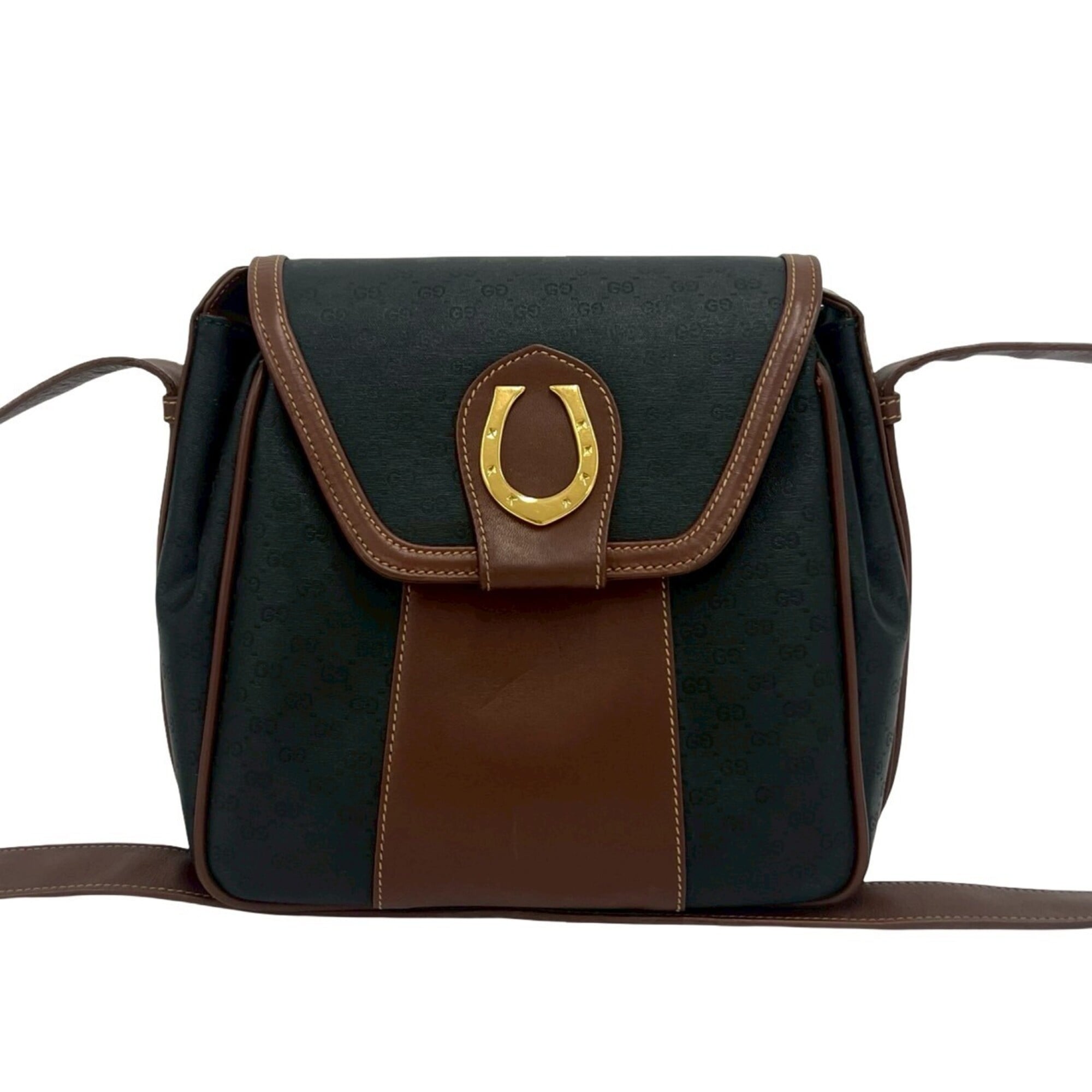 Gucci Black Brown Leather Pvc Shoulder Bag (Pre-Owned)