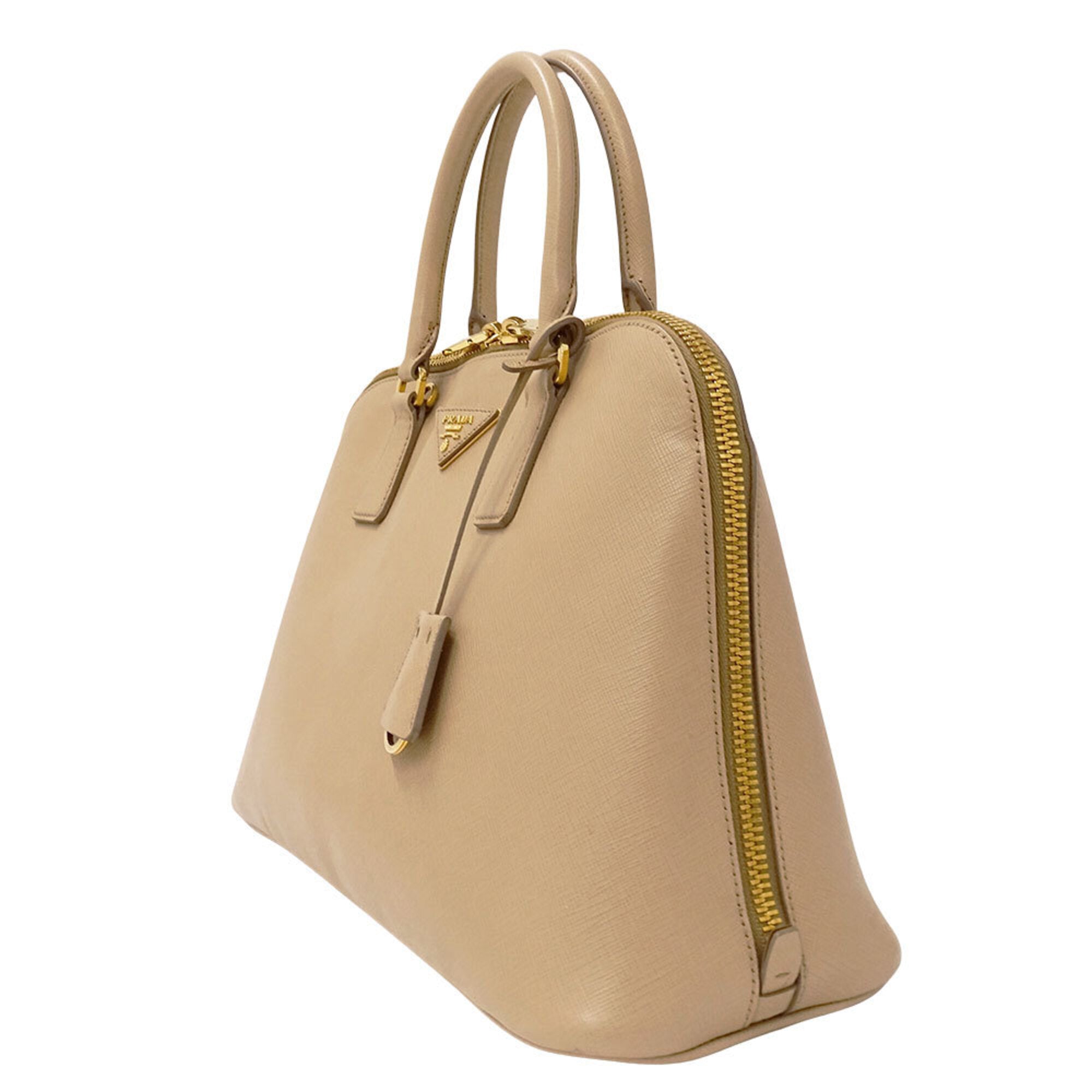 Prada Beige Saffiano Triangle Handbag Shoulder Bag (Pre-Owned)